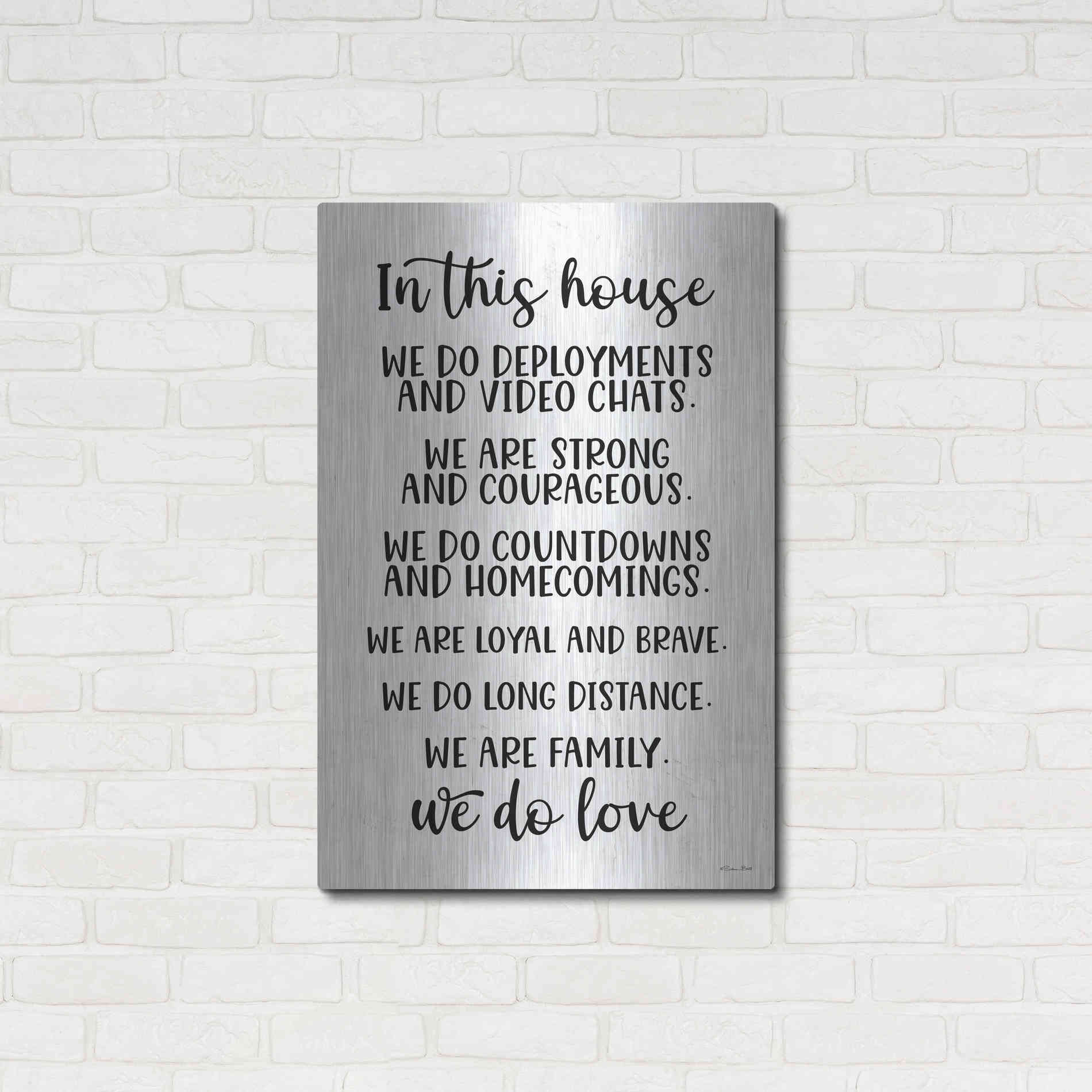 Luxe Metal Art 'In This House Military' by Susan Ball, Metal Wall Art,24x36