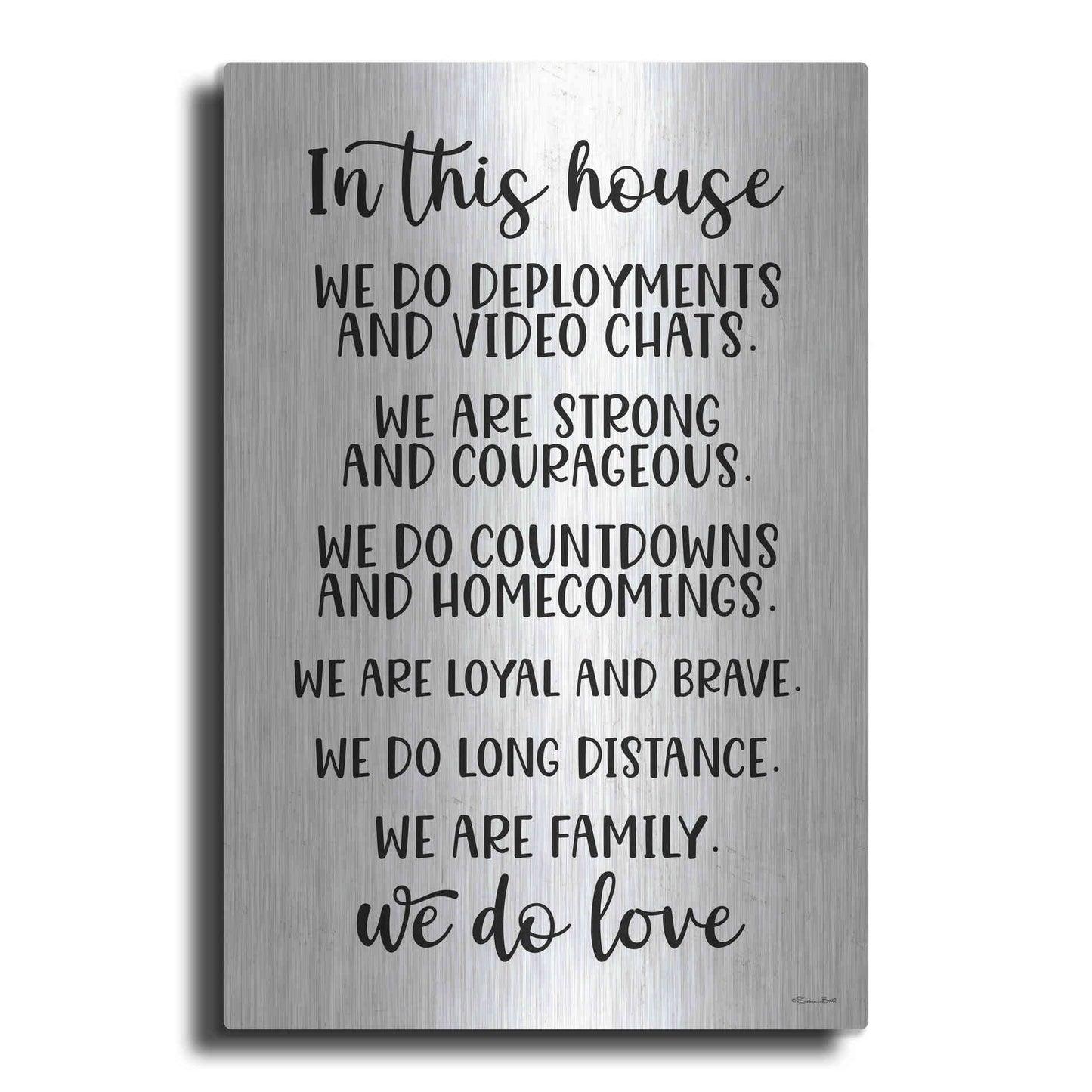 Luxe Metal Art 'In This House Military' by Susan Ball, Metal Wall Art
