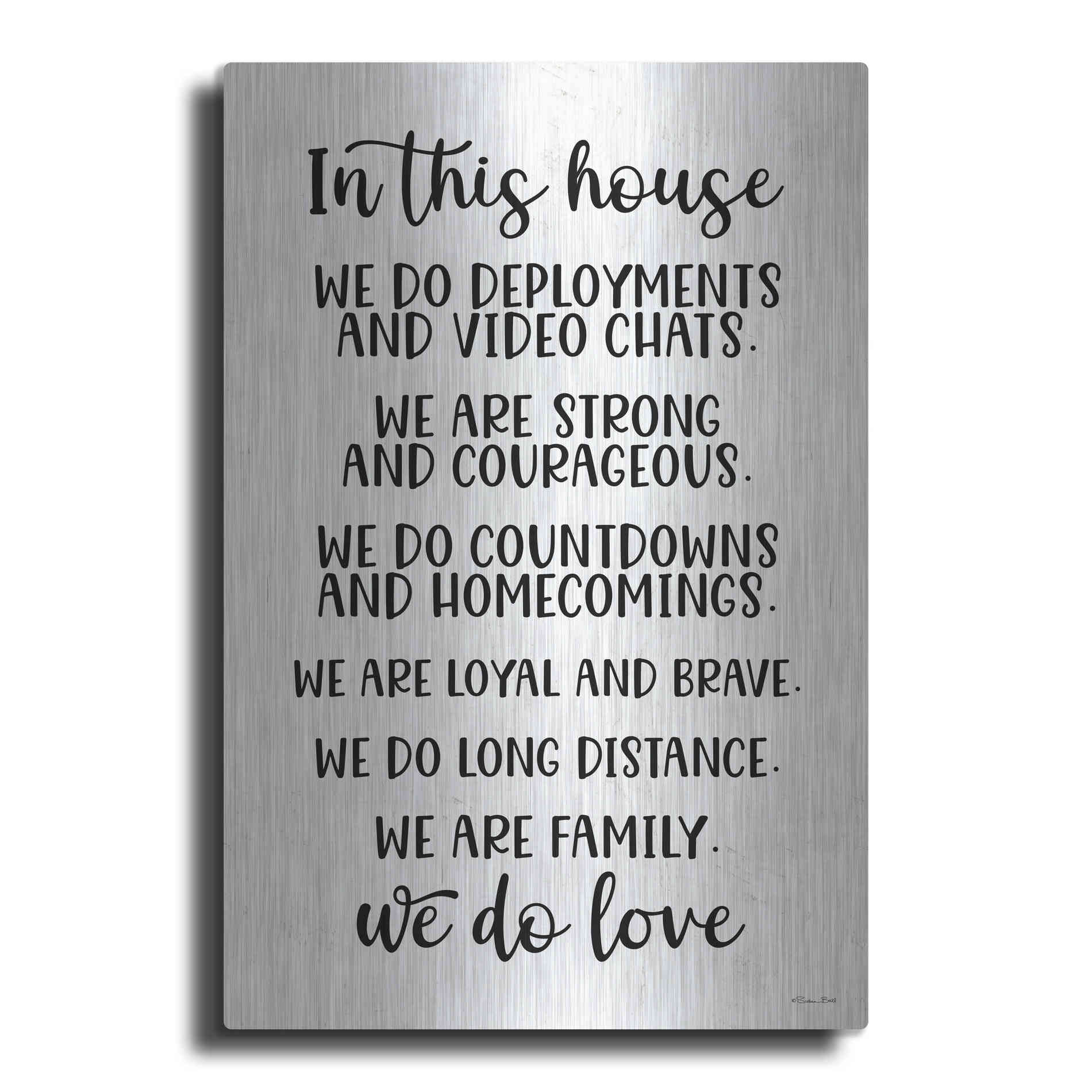 Luxe Metal Art 'In This House Military' by Susan Ball, Metal Wall Art