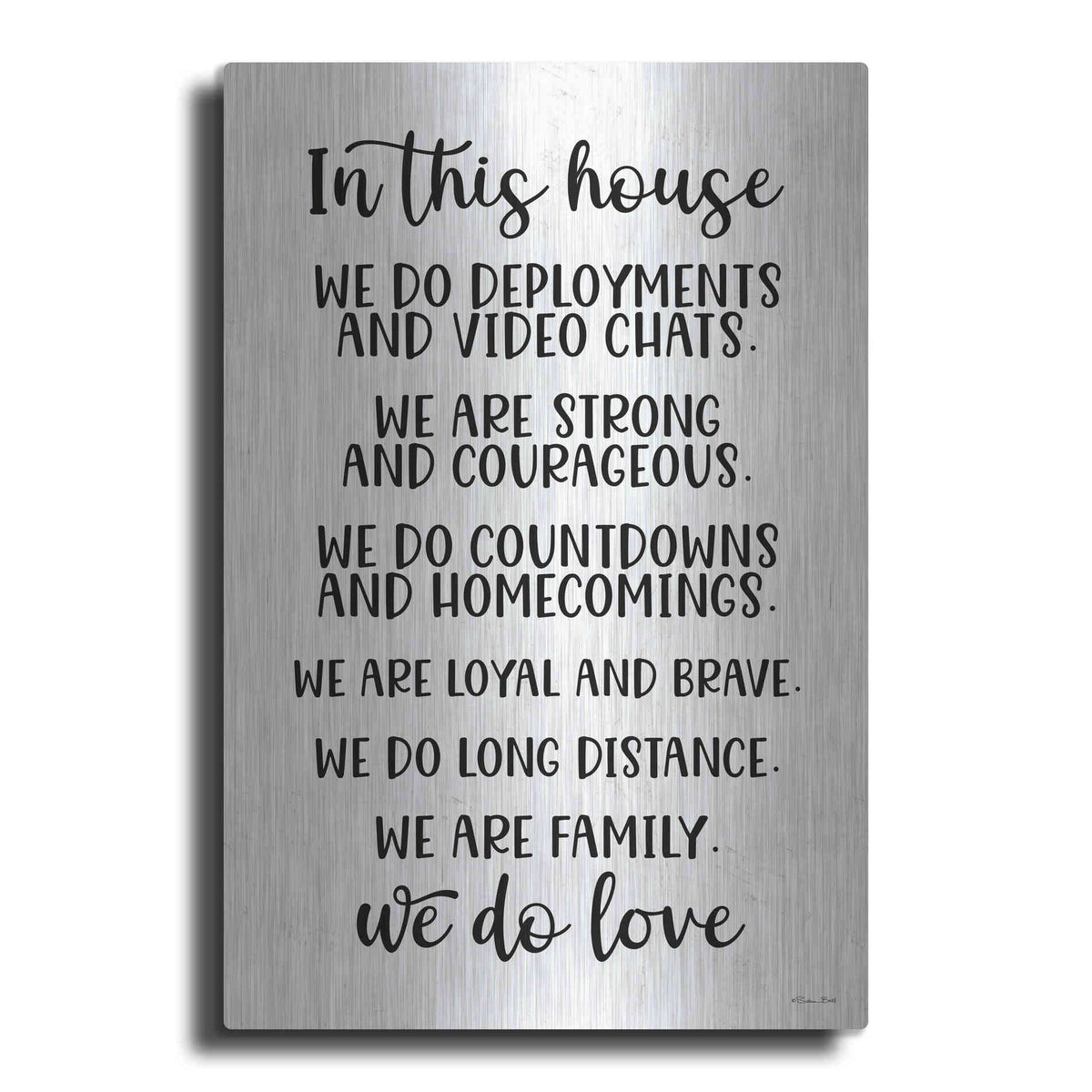 Luxe Metal Art 'In This House Military' by Susan Ball, Metal Wall Art