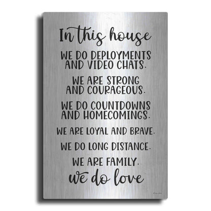 Luxe Metal Art 'In This House Military' by Susan Ball, Metal Wall Art