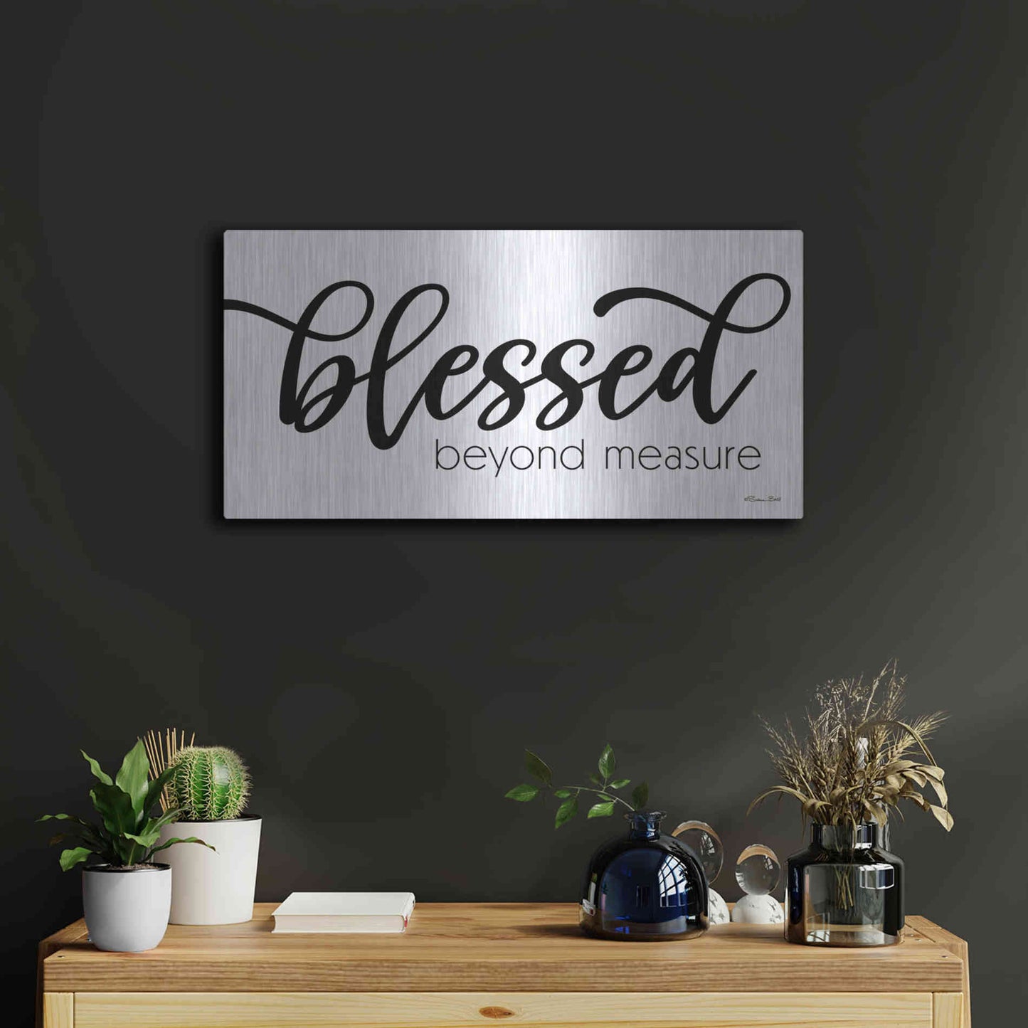 Luxe Metal Art 'Blessed Beyond Measure' by Susan Ball, Metal Wall Art,24x12