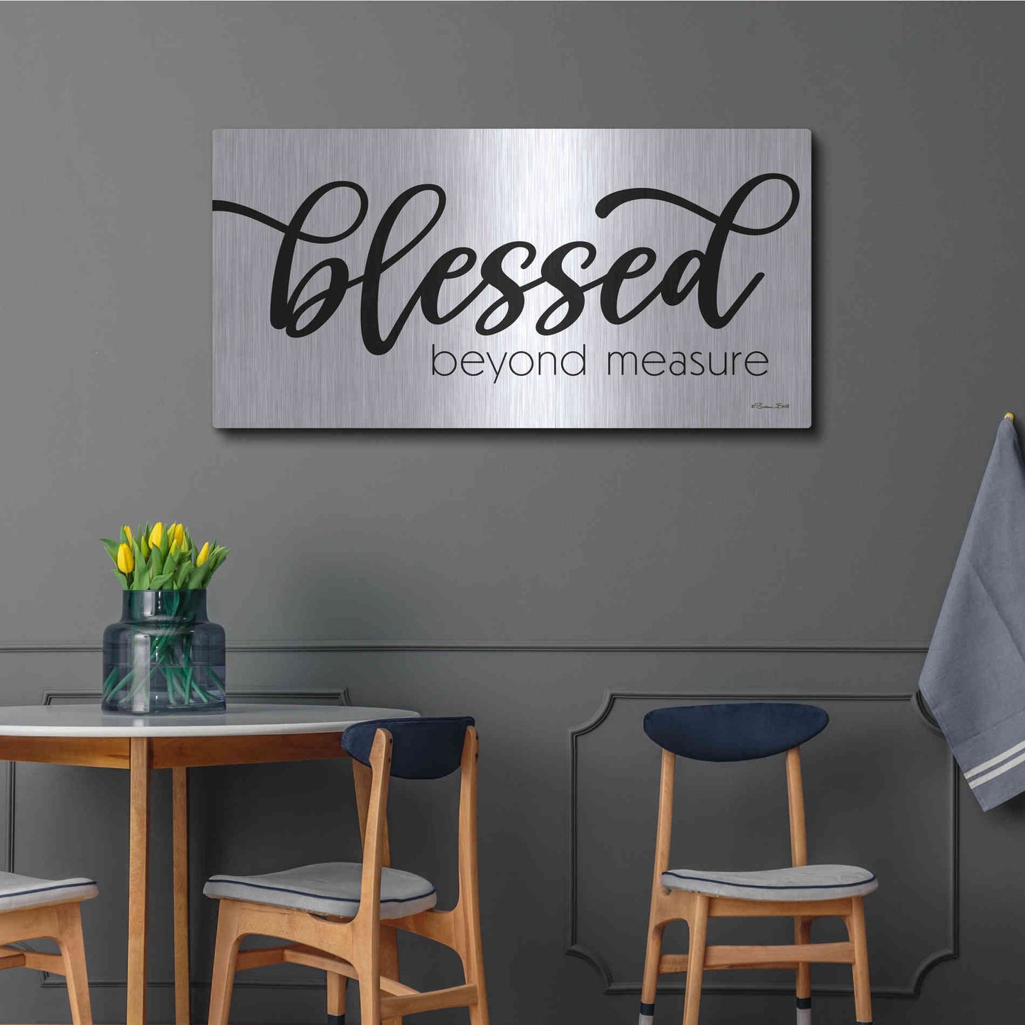 Luxe Metal Art 'Blessed Beyond Measure' by Susan Ball, Metal Wall Art,48x24