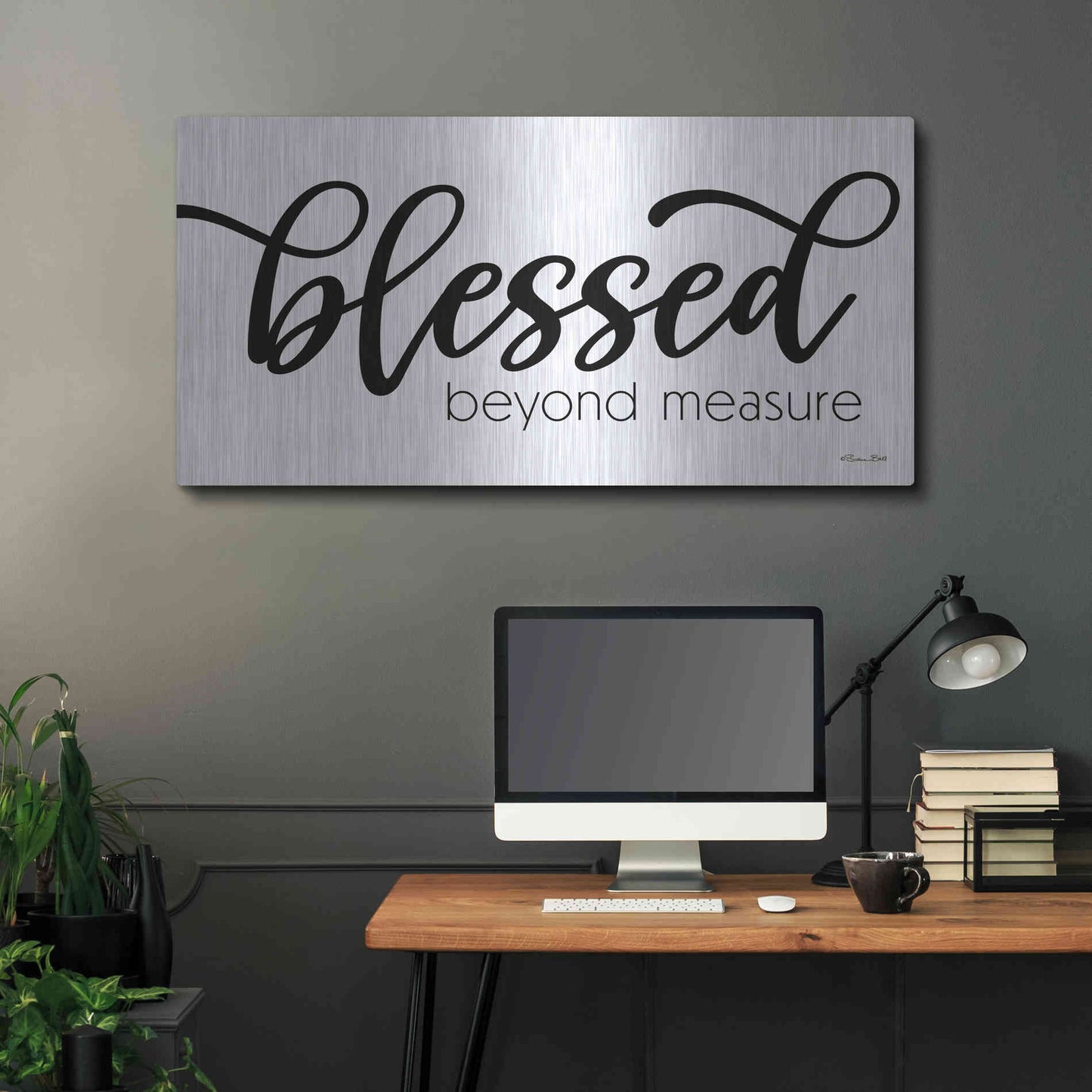 Luxe Metal Art 'Blessed Beyond Measure' by Susan Ball, Metal Wall Art,48x24