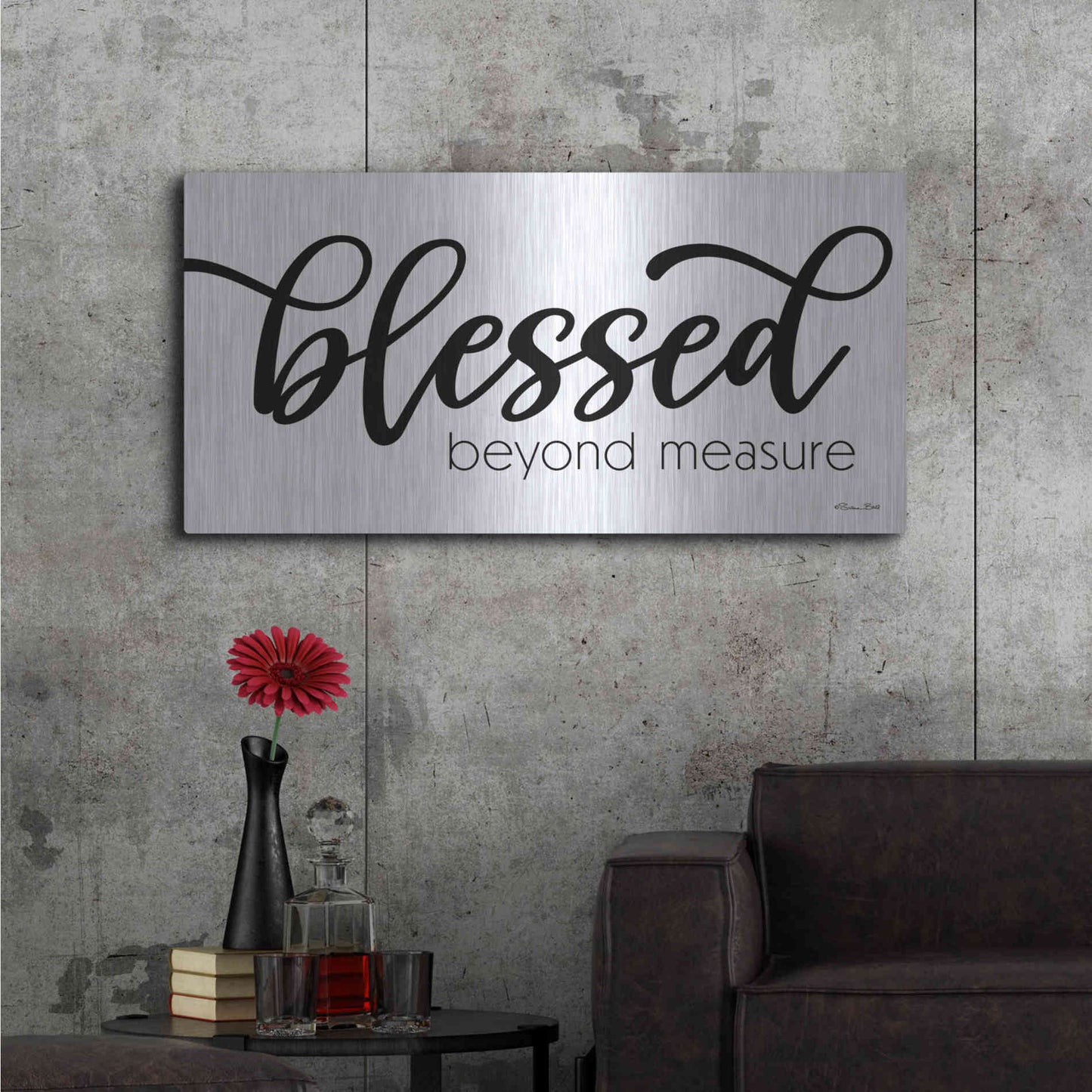 Luxe Metal Art 'Blessed Beyond Measure' by Susan Ball, Metal Wall Art,48x24