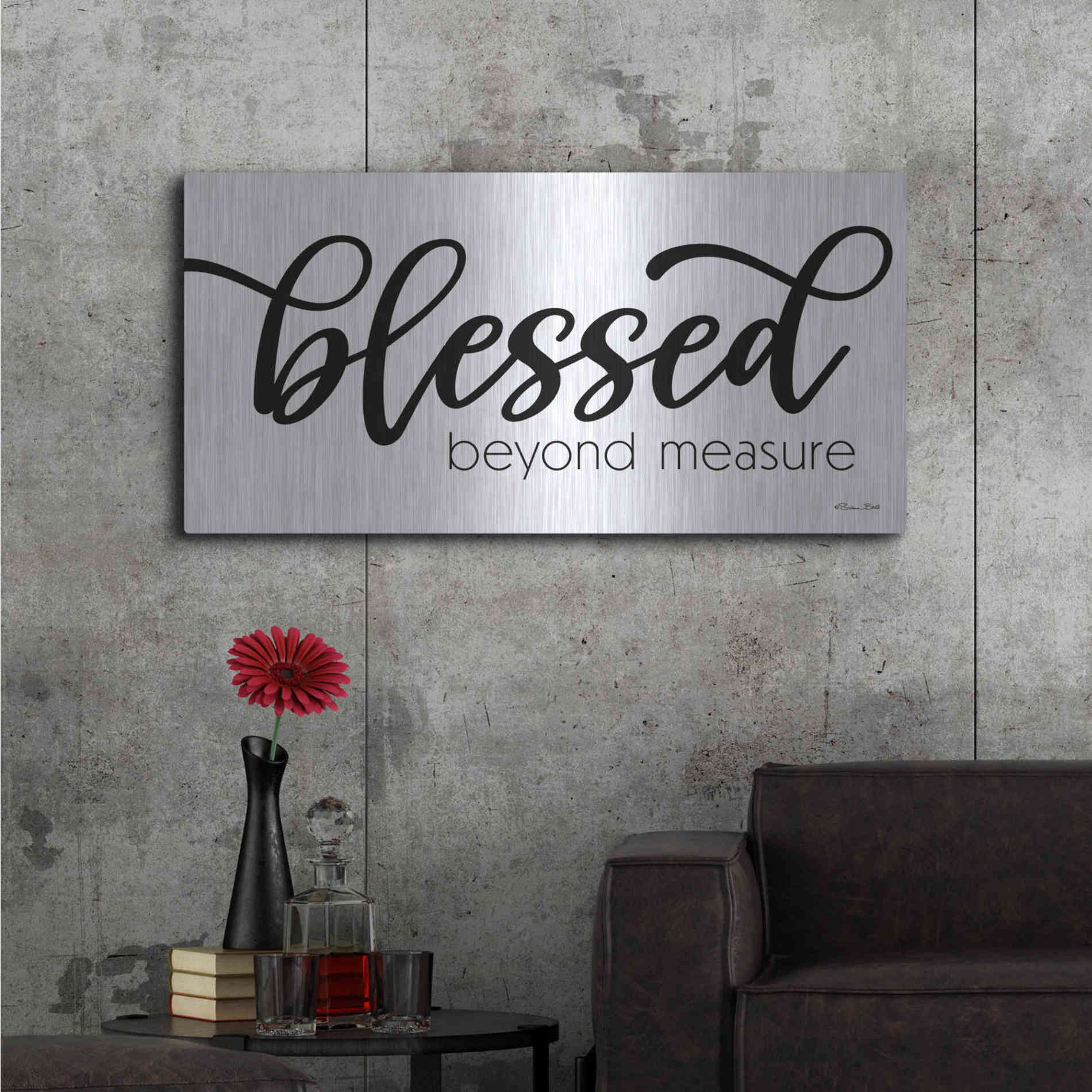 Luxe Metal Art 'Blessed Beyond Measure' by Susan Ball, Metal Wall Art,48x24