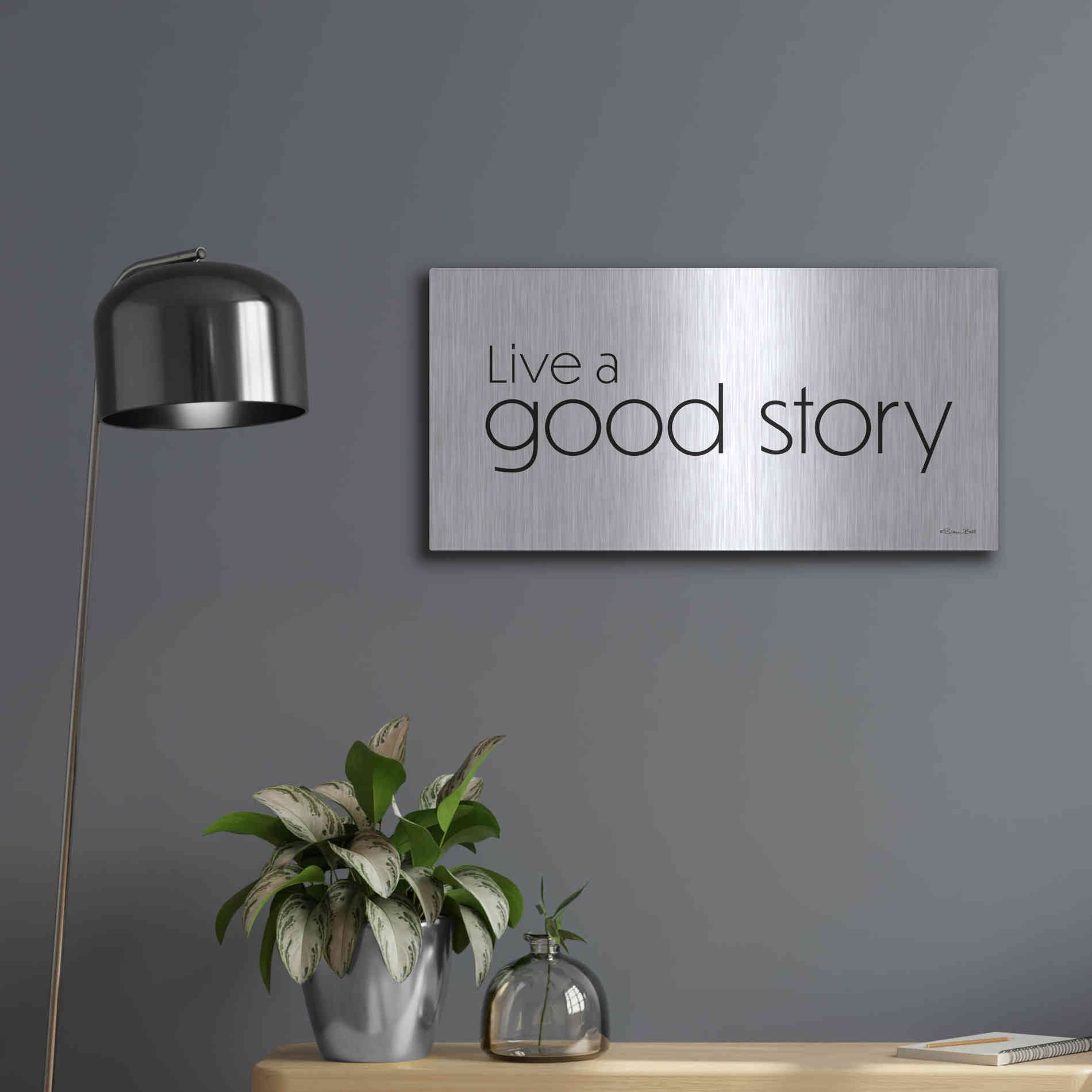 Luxe Metal Art 'Live a Good Story' by Susan Ball, Metal Wall Art,24x12