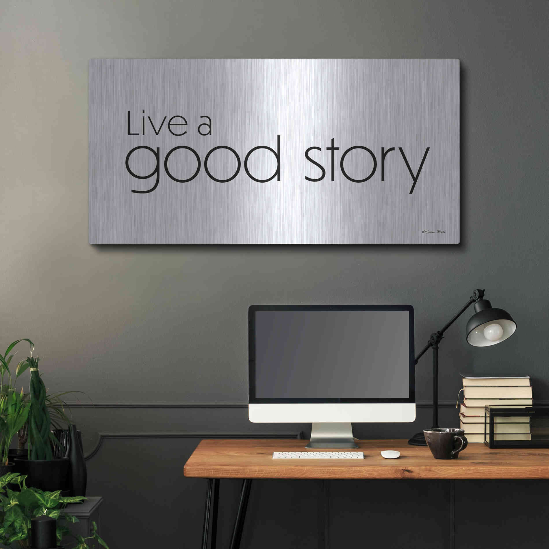Luxe Metal Art 'Live a Good Story' by Susan Ball, Metal Wall Art,48x24