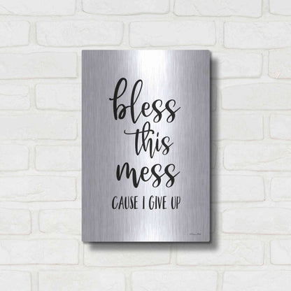 Luxe Metal Art 'Bless This Mess' by Susan Ball, Metal Wall Art,12x16