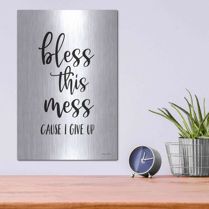 Luxe Metal Art 'Bless This Mess' by Susan Ball, Metal Wall Art,12x16
