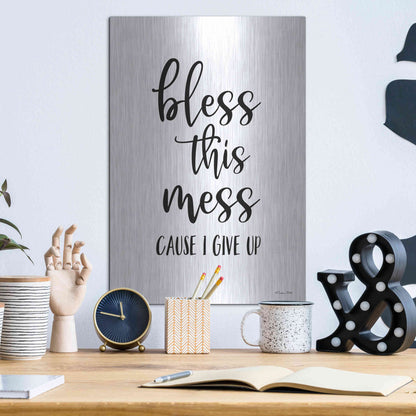 Luxe Metal Art 'Bless This Mess' by Susan Ball, Metal Wall Art,12x16