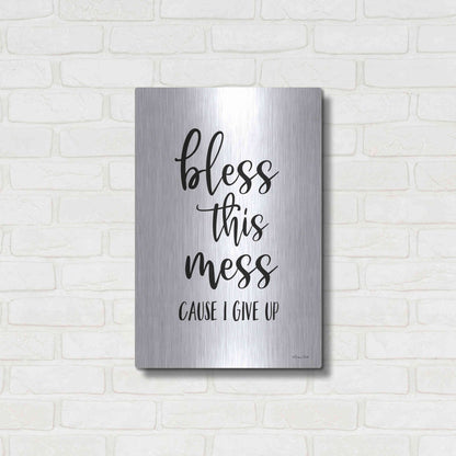 Luxe Metal Art 'Bless This Mess' by Susan Ball, Metal Wall Art,16x24