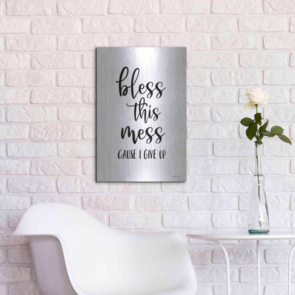 Luxe Metal Art 'Bless This Mess' by Susan Ball, Metal Wall Art,16x24