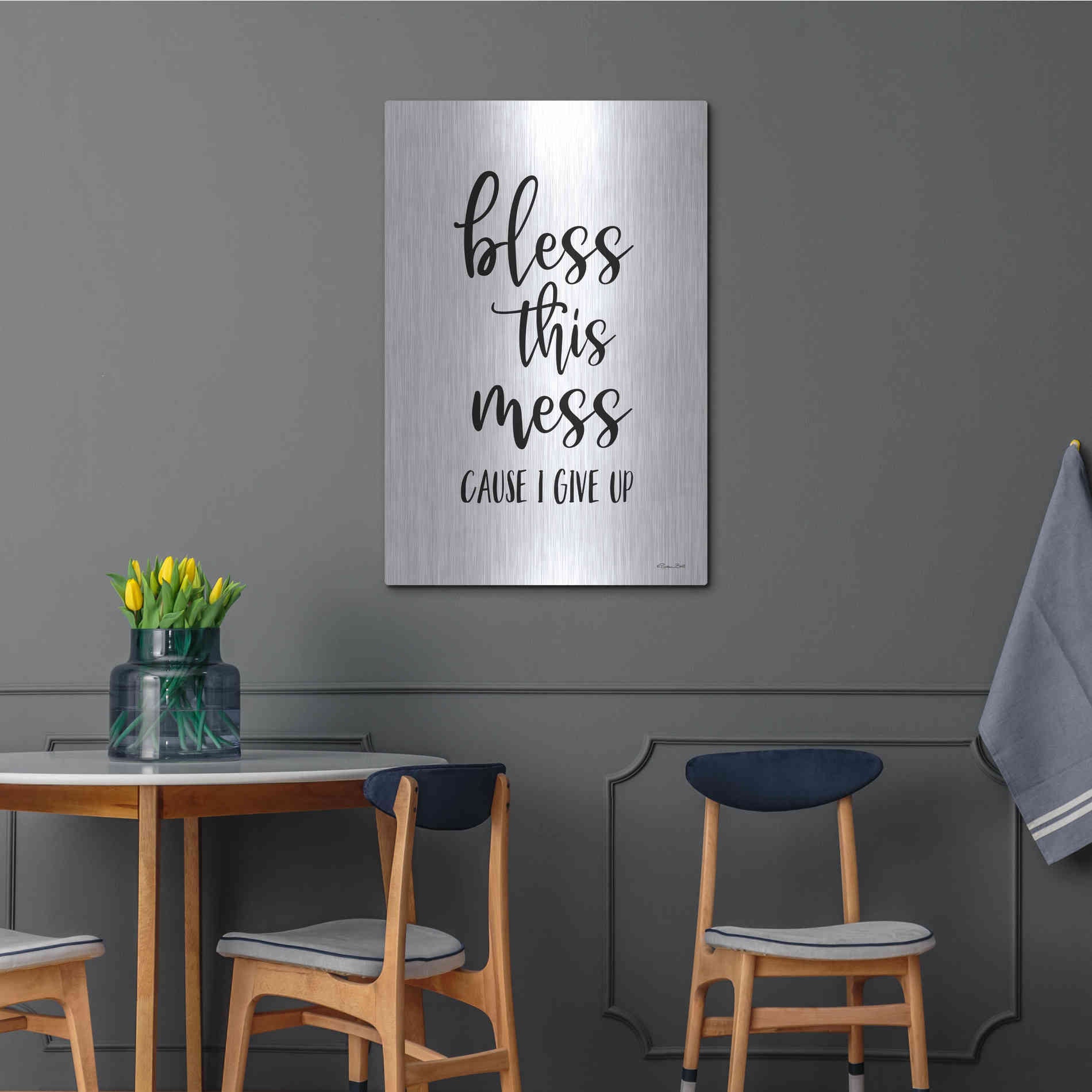 Luxe Metal Art 'Bless This Mess' by Susan Ball, Metal Wall Art,24x36