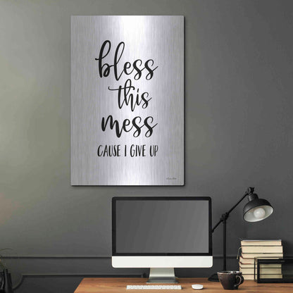 Luxe Metal Art 'Bless This Mess' by Susan Ball, Metal Wall Art,24x36