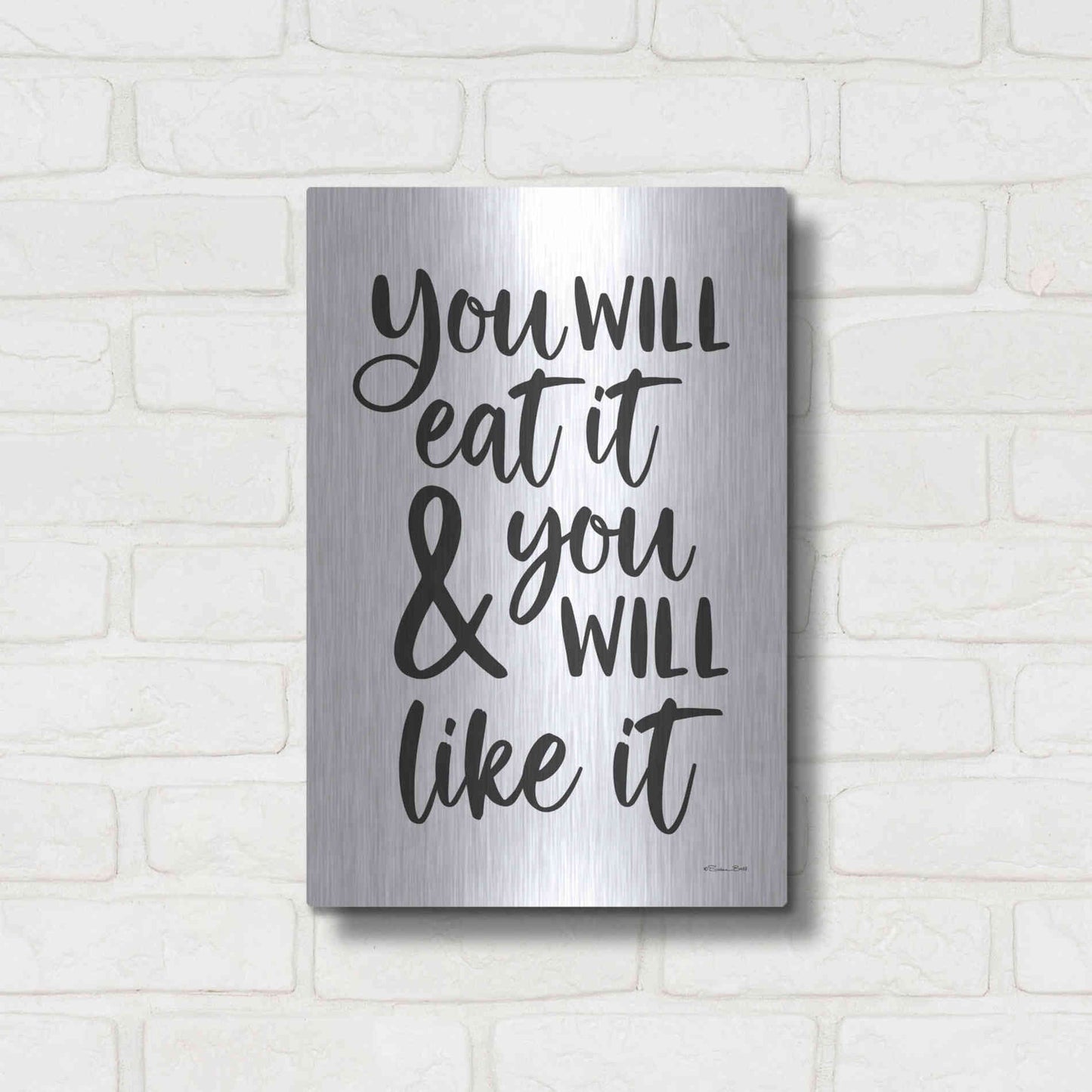 Luxe Metal Art 'Eat It and Like It' by Susan Ball, Metal Wall Art,12x16