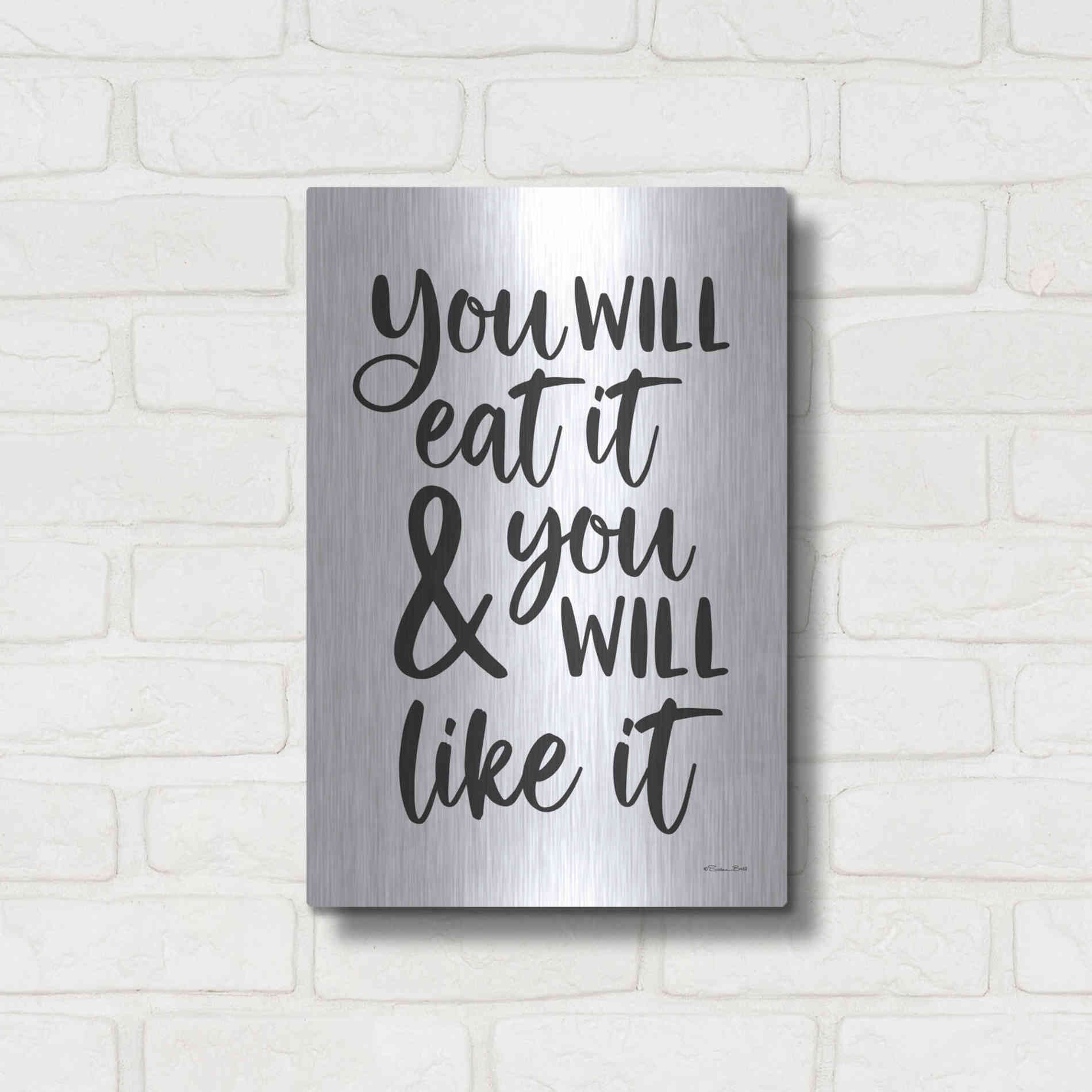 Luxe Metal Art 'Eat It and Like It' by Susan Ball, Metal Wall Art,12x16