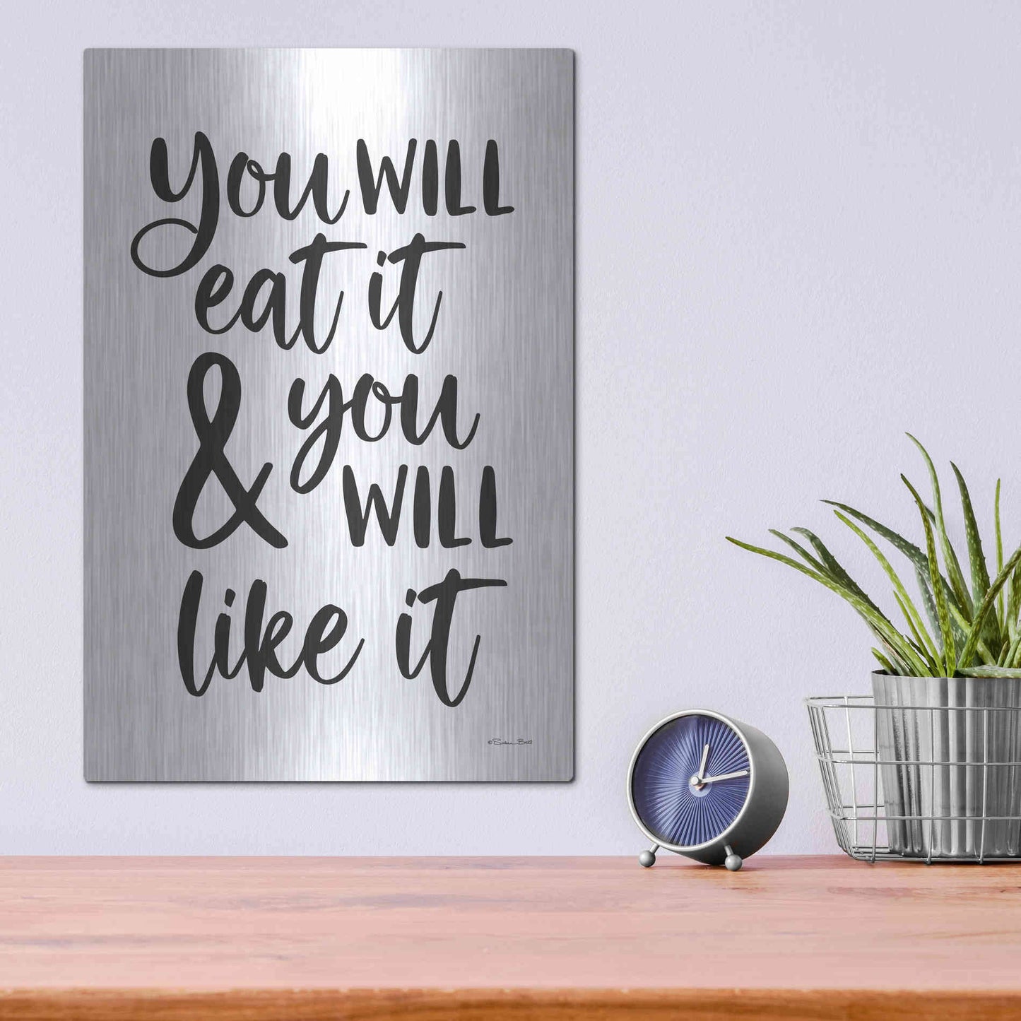 Luxe Metal Art 'Eat It and Like It' by Susan Ball, Metal Wall Art,12x16