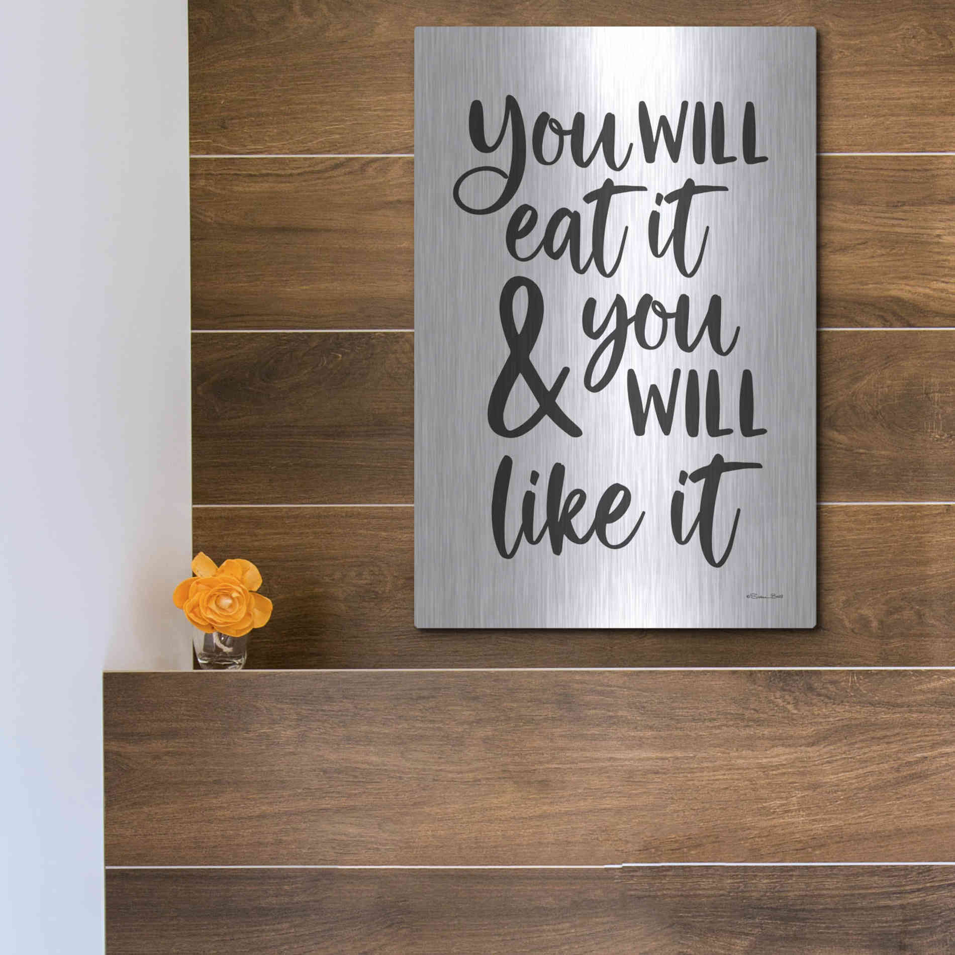 Luxe Metal Art 'Eat It and Like It' by Susan Ball, Metal Wall Art,12x16