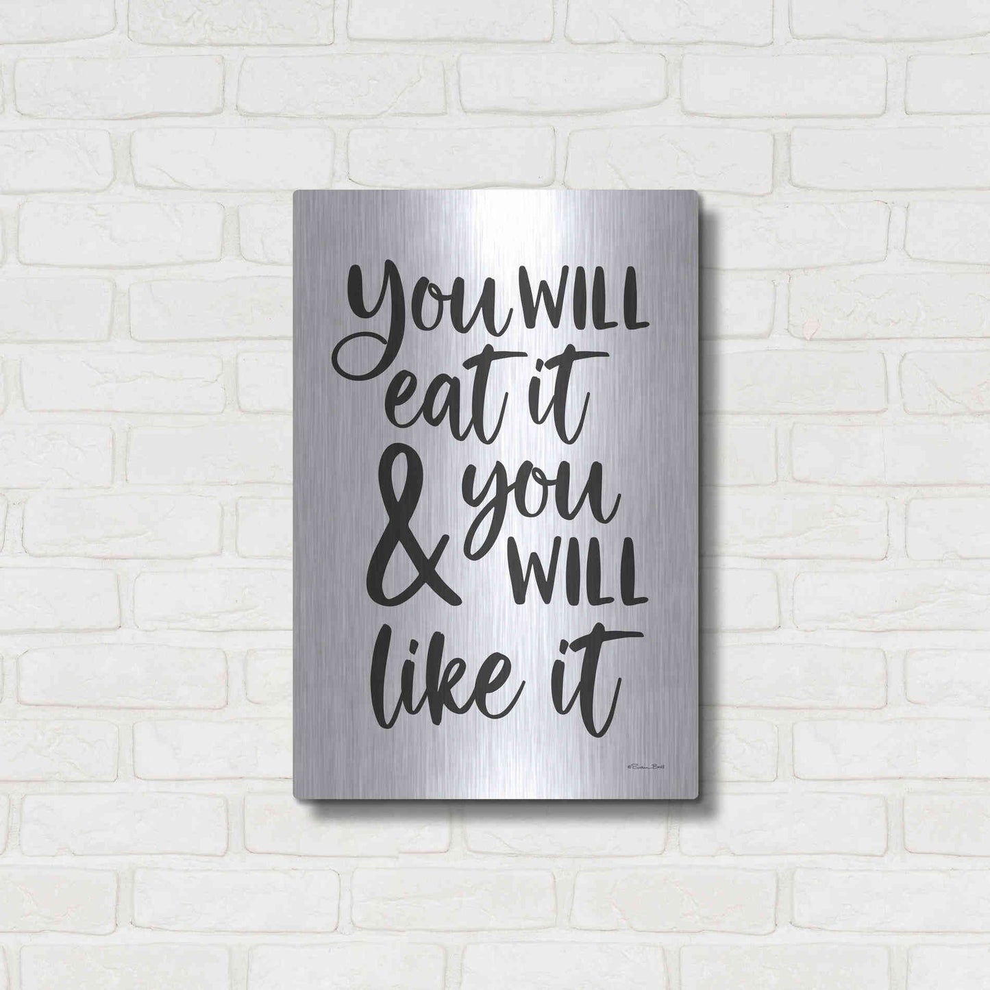 Luxe Metal Art 'Eat It and Like It' by Susan Ball, Metal Wall Art,16x24