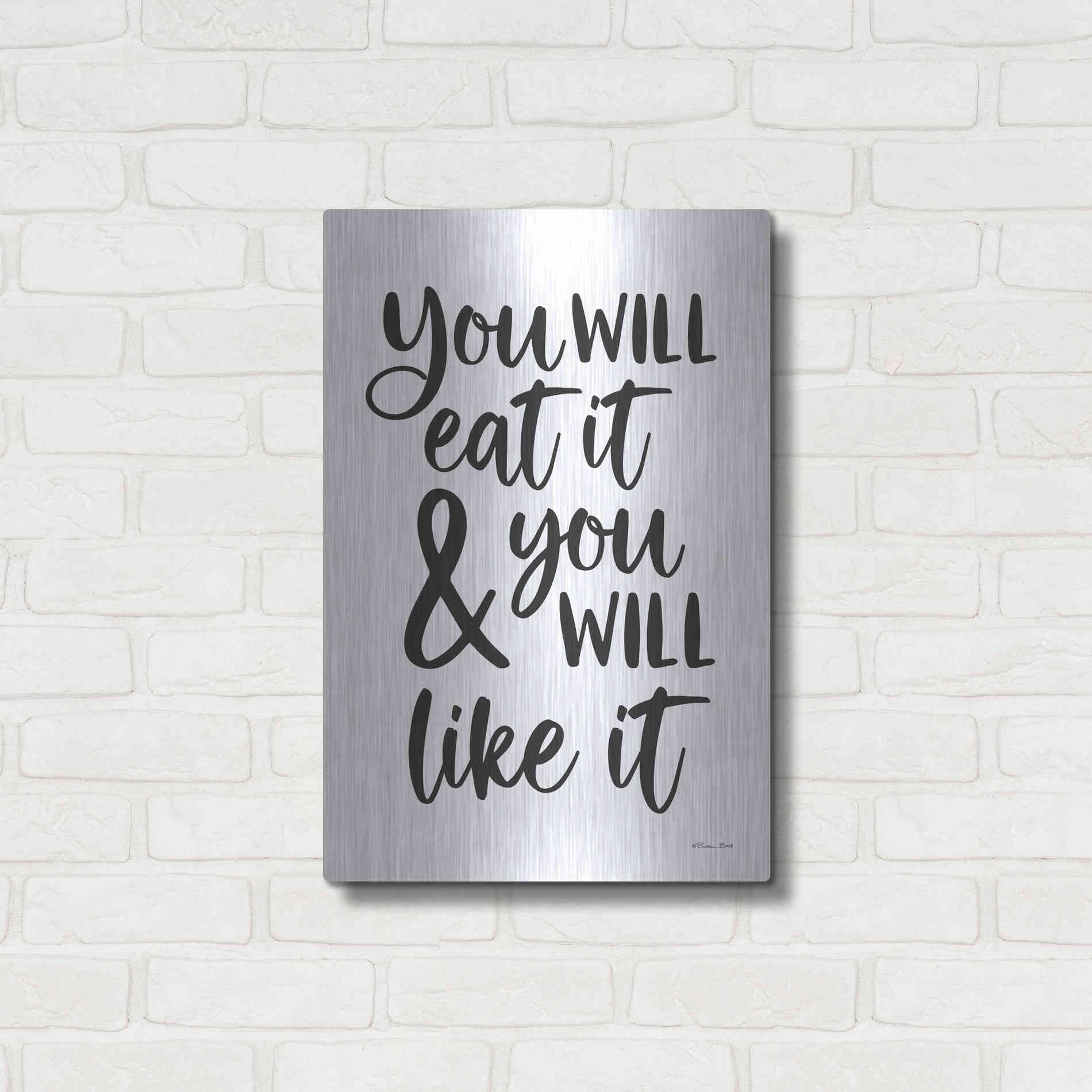 Luxe Metal Art 'Eat It and Like It' by Susan Ball, Metal Wall Art,16x24