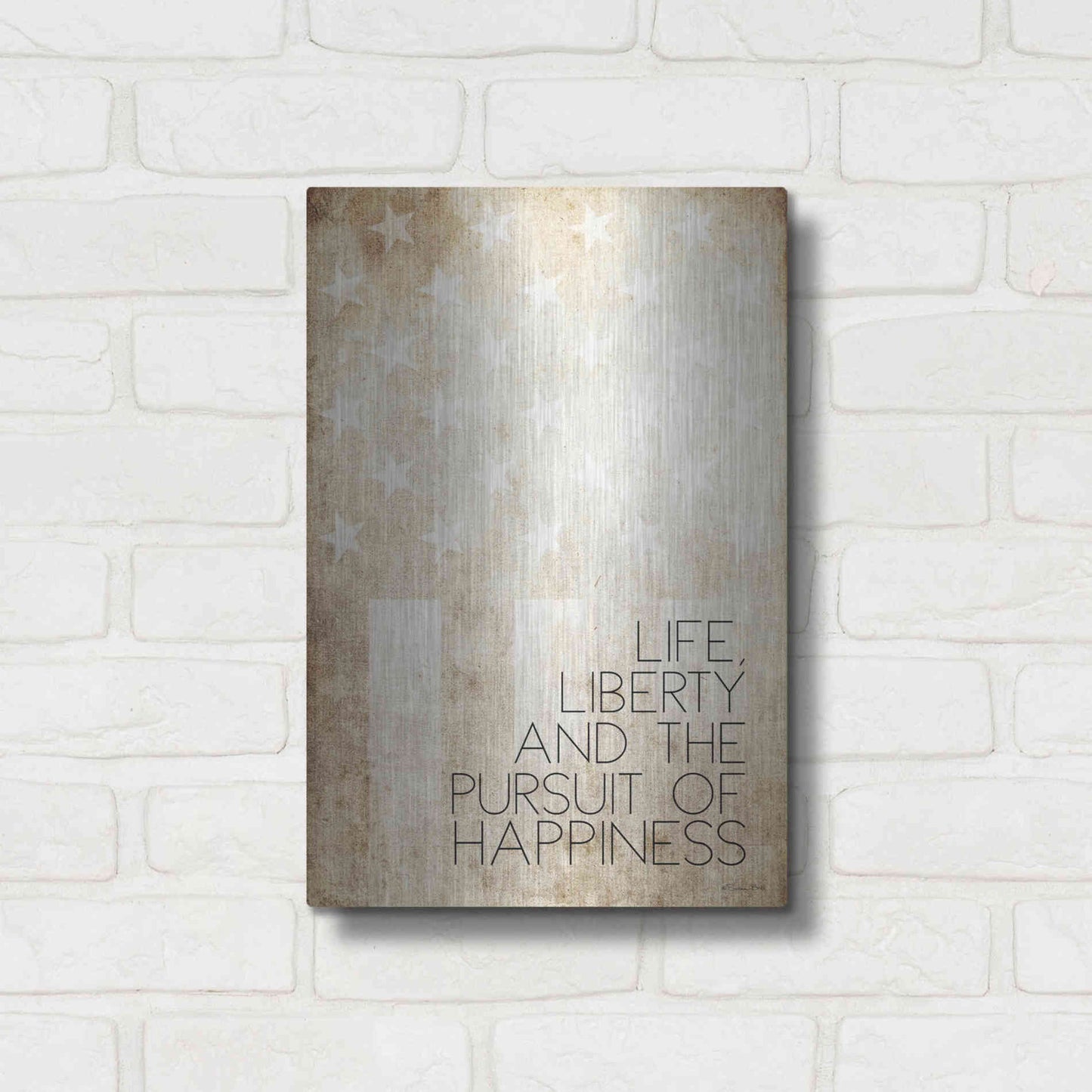 Luxe Metal Art 'Life, Liberty and Happiness' by Susan Ball, Metal Wall Art,12x16