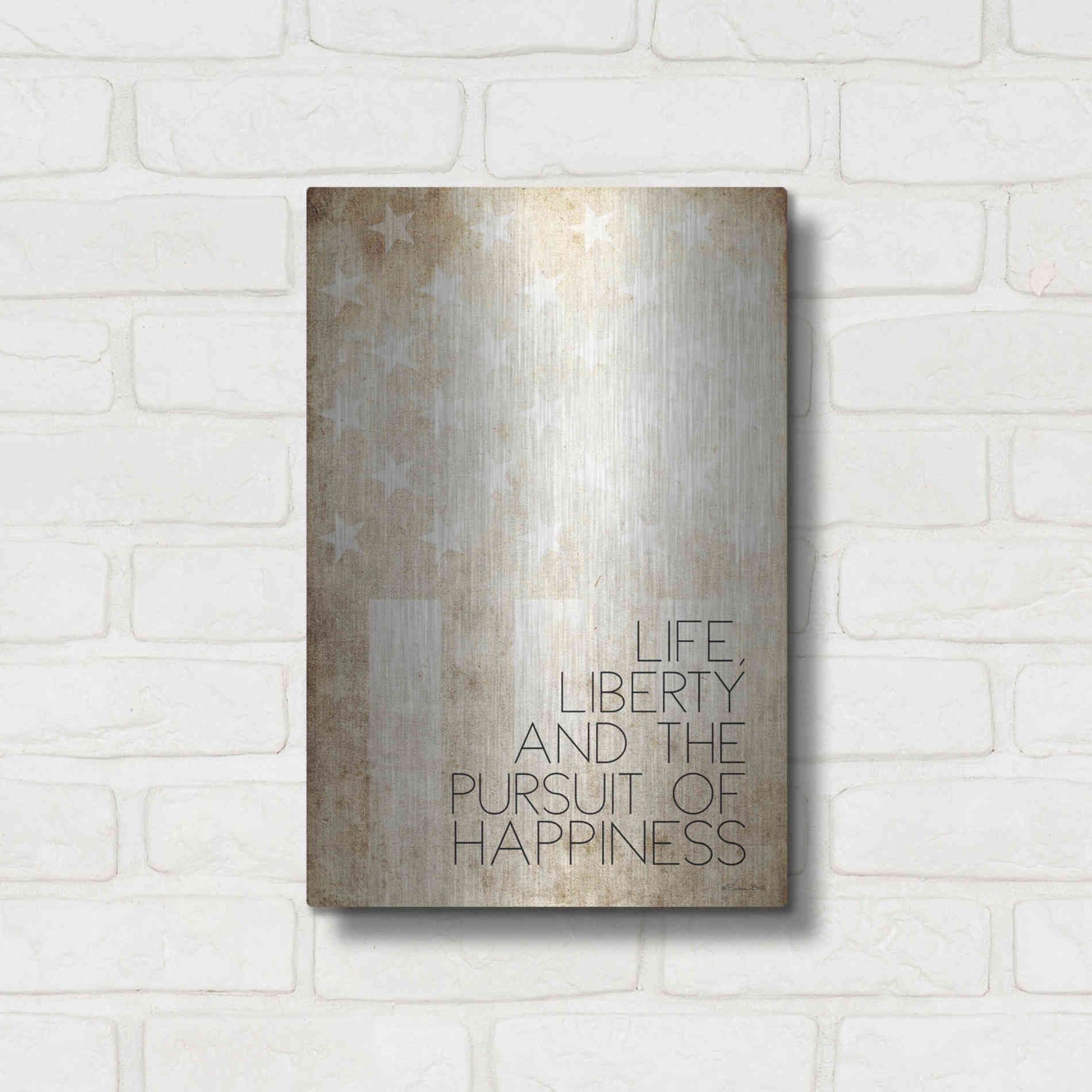 Luxe Metal Art 'Life, Liberty and Happiness' by Susan Ball, Metal Wall Art,12x16