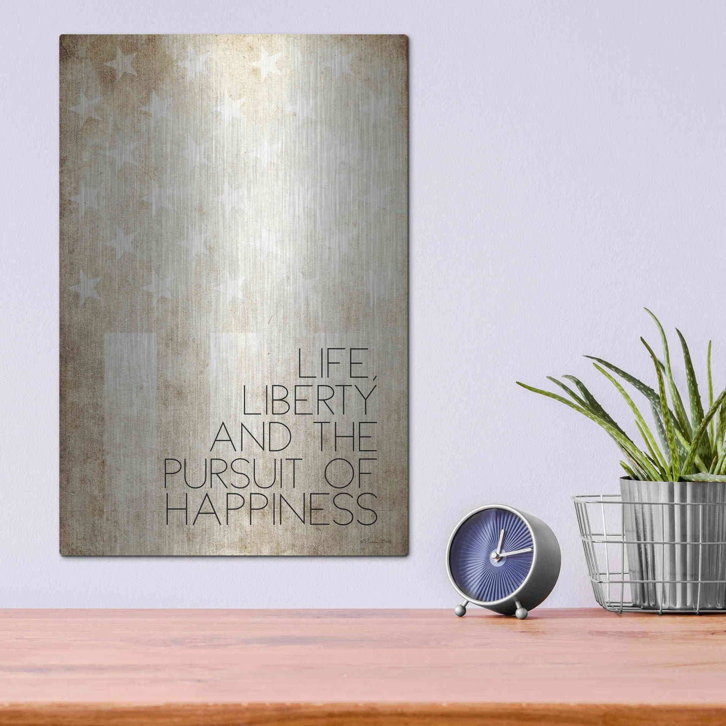 Luxe Metal Art 'Life, Liberty and Happiness' by Susan Ball, Metal Wall Art,12x16