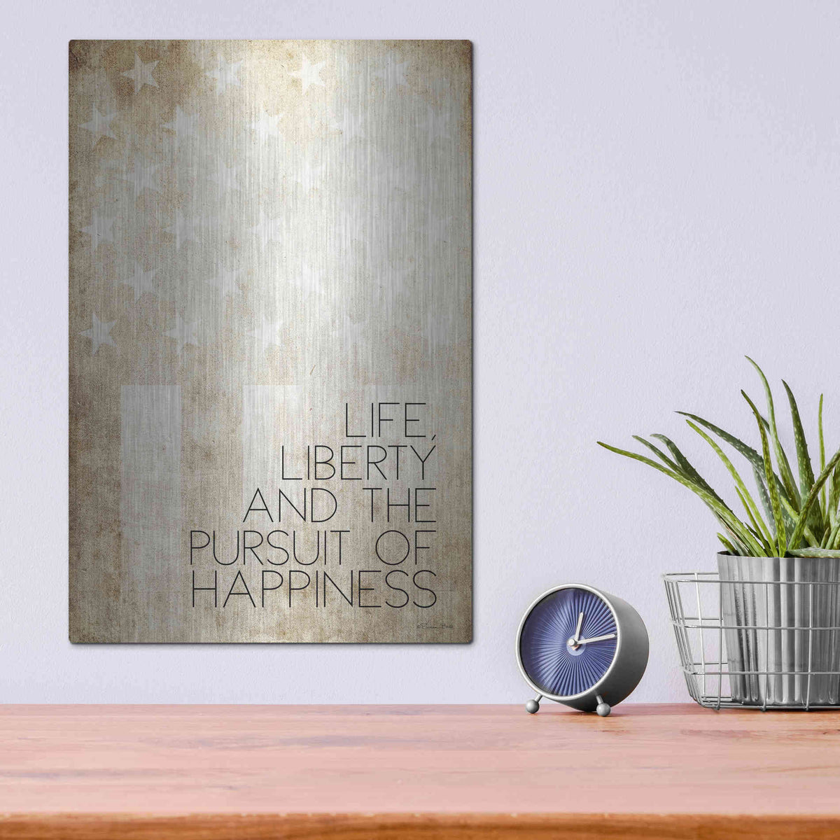 Luxe Metal Art 'Life, Liberty and Happiness' by Susan Ball, Metal Wall Art,12x16