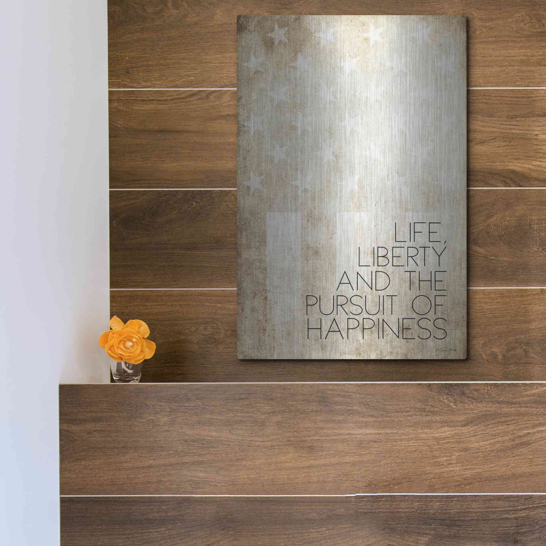 Luxe Metal Art 'Life, Liberty and Happiness' by Susan Ball, Metal Wall Art,12x16