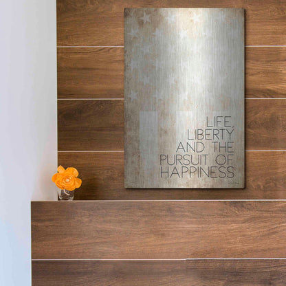 Luxe Metal Art 'Life, Liberty and Happiness' by Susan Ball, Metal Wall Art,12x16