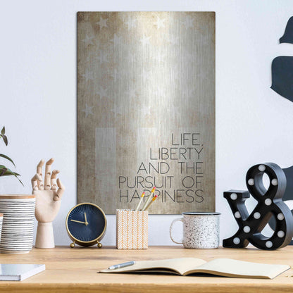 Luxe Metal Art 'Life, Liberty and Happiness' by Susan Ball, Metal Wall Art,12x16