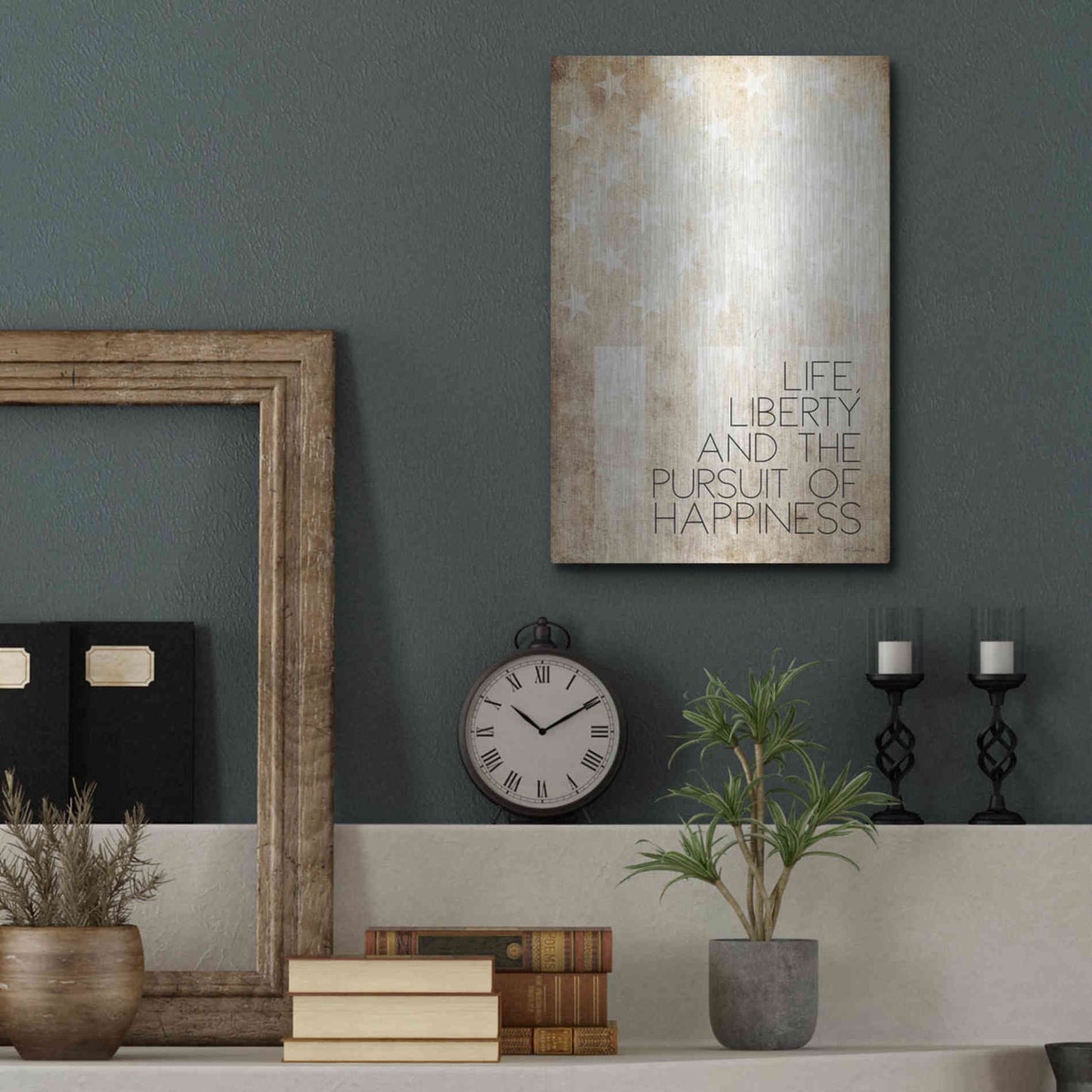 Luxe Metal Art 'Life, Liberty and Happiness' by Susan Ball, Metal Wall Art,12x16