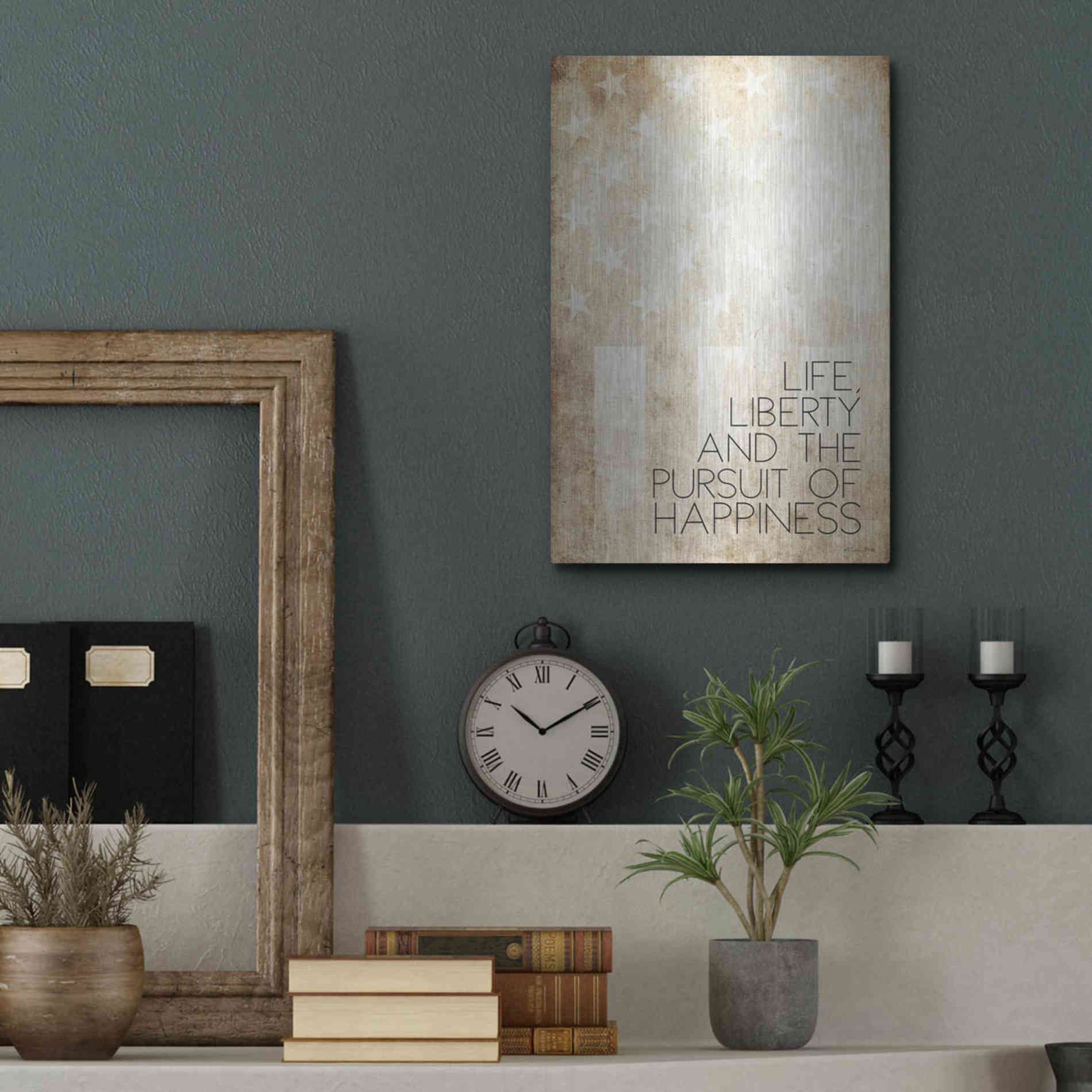 Luxe Metal Art 'Life, Liberty and Happiness' by Susan Ball, Metal Wall Art,12x16