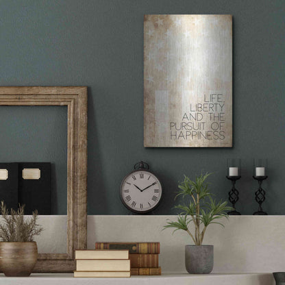 Luxe Metal Art 'Life, Liberty and Happiness' by Susan Ball, Metal Wall Art,12x16