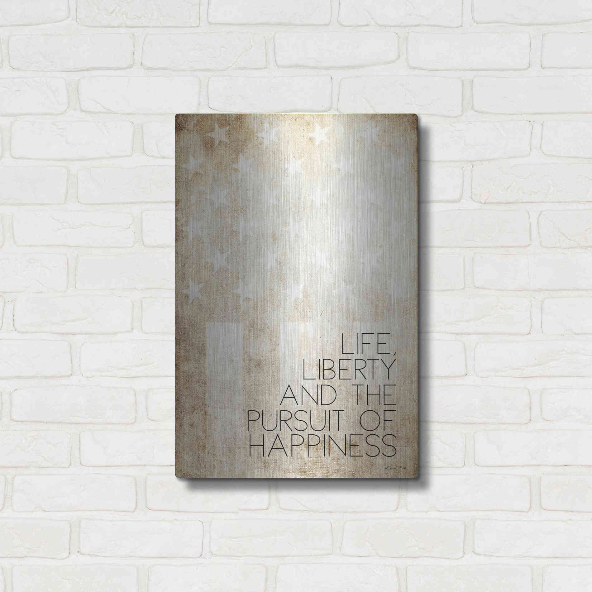 Luxe Metal Art 'Life, Liberty and Happiness' by Susan Ball, Metal Wall Art,16x24