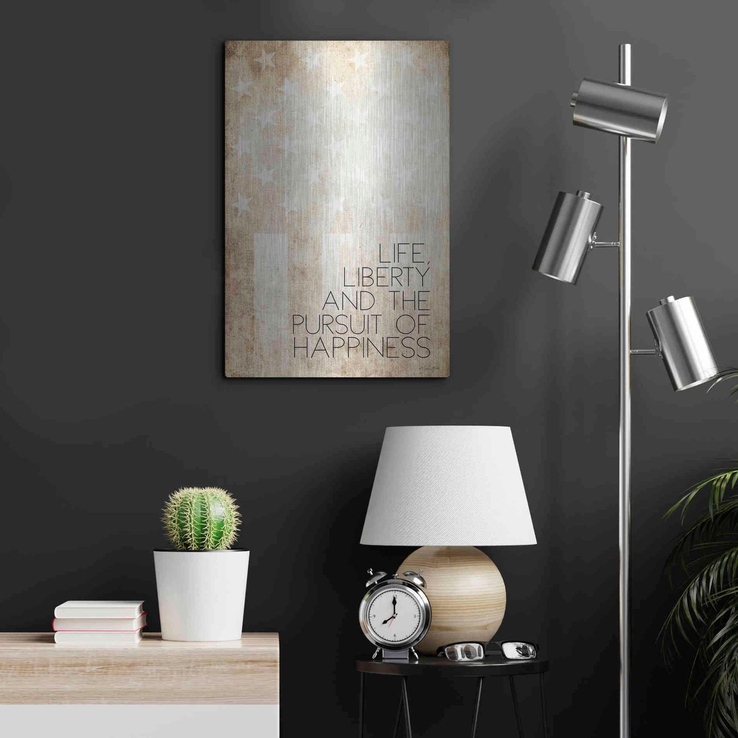 Luxe Metal Art 'Life, Liberty and Happiness' by Susan Ball, Metal Wall Art,16x24