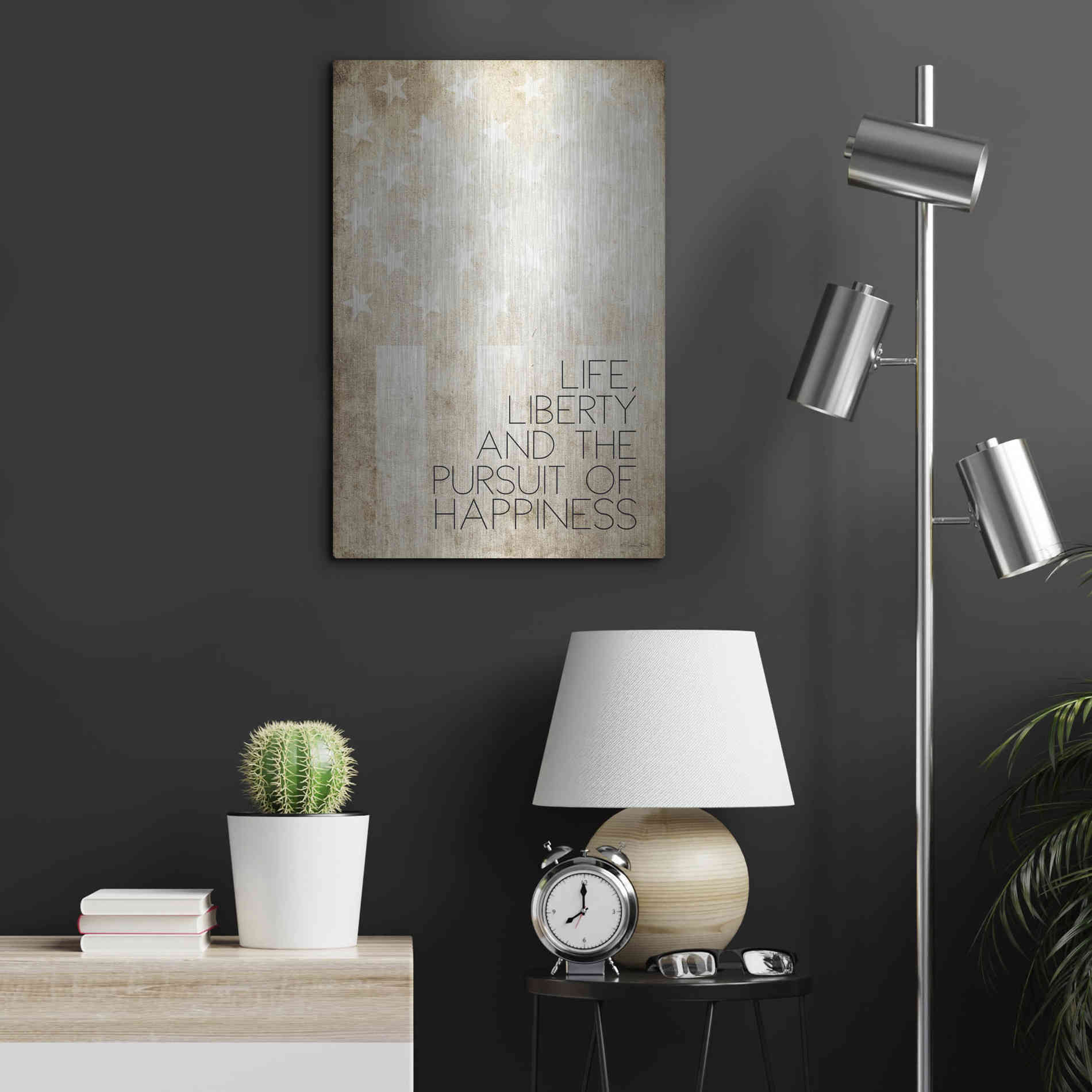 Luxe Metal Art 'Life, Liberty and Happiness' by Susan Ball, Metal Wall Art,16x24