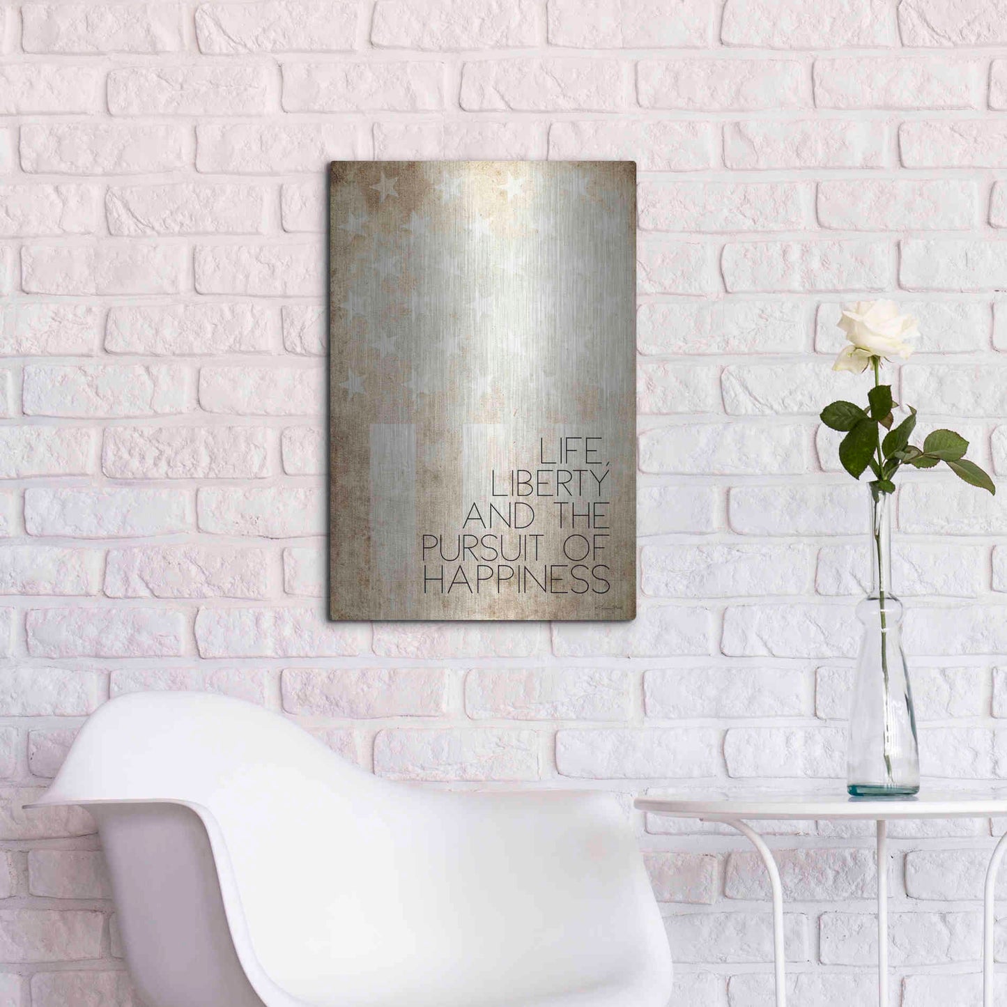Luxe Metal Art 'Life, Liberty and Happiness' by Susan Ball, Metal Wall Art,16x24