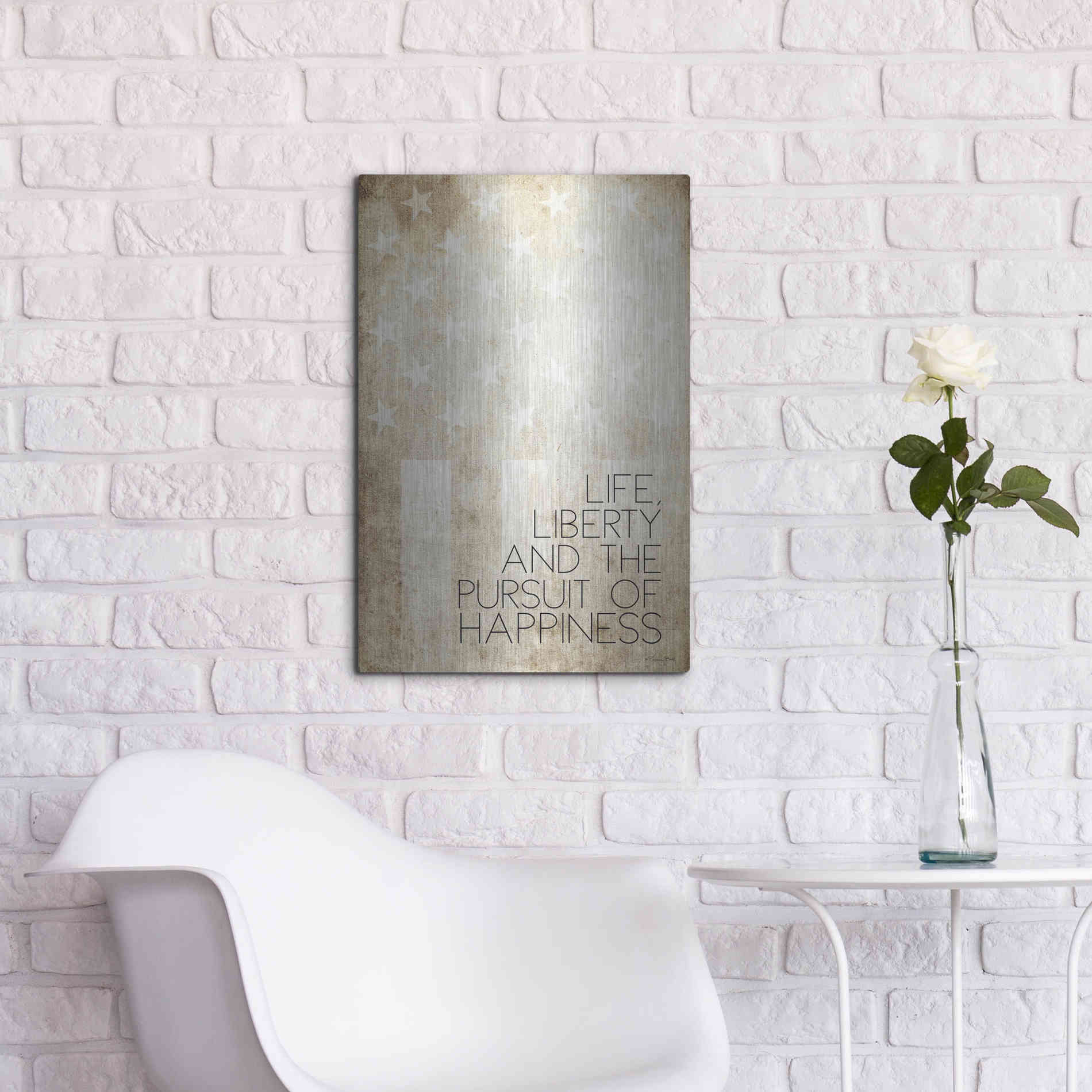 Luxe Metal Art 'Life, Liberty and Happiness' by Susan Ball, Metal Wall Art,16x24