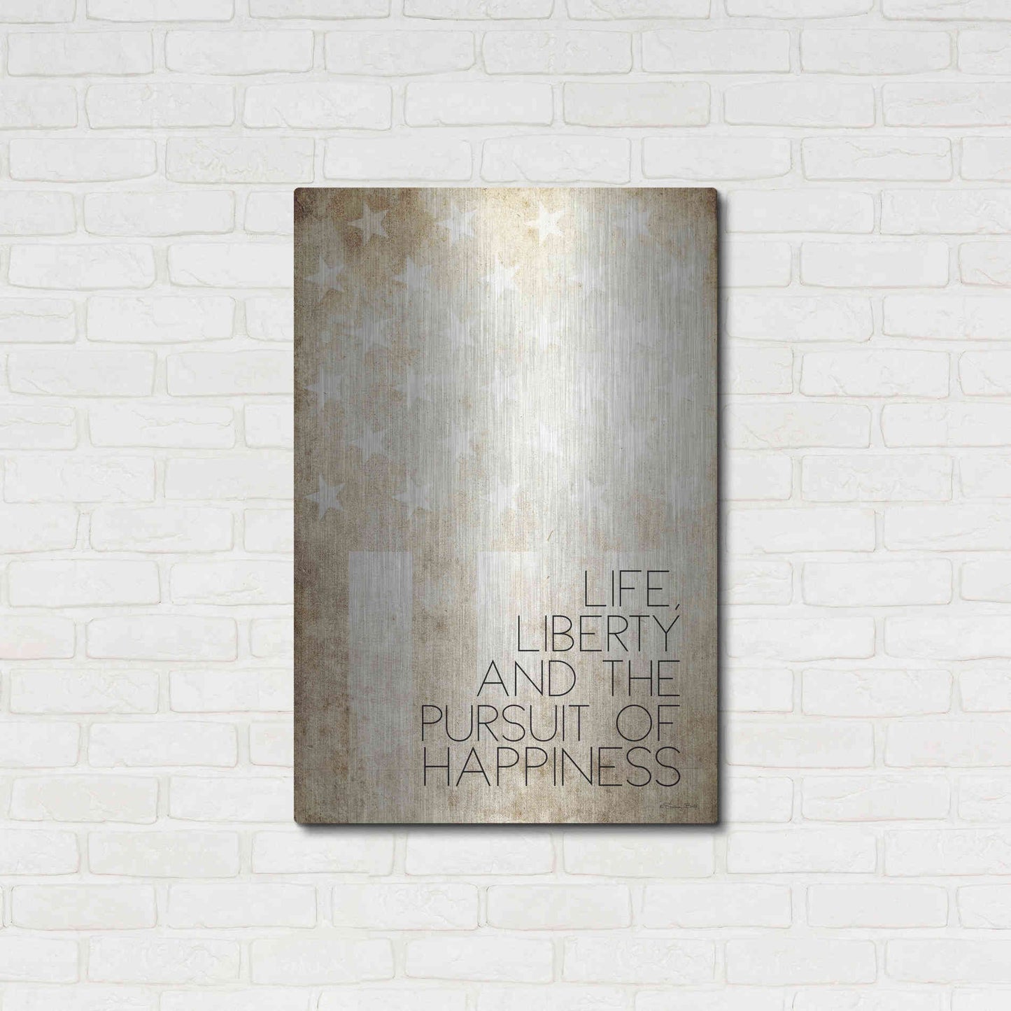 Luxe Metal Art 'Life, Liberty and Happiness' by Susan Ball, Metal Wall Art,24x36