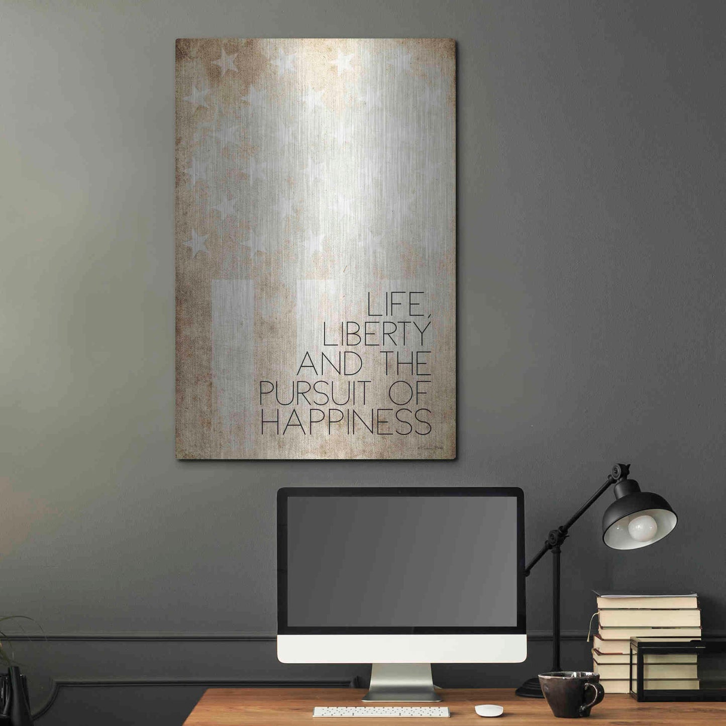 Luxe Metal Art 'Life, Liberty and Happiness' by Susan Ball, Metal Wall Art,24x36