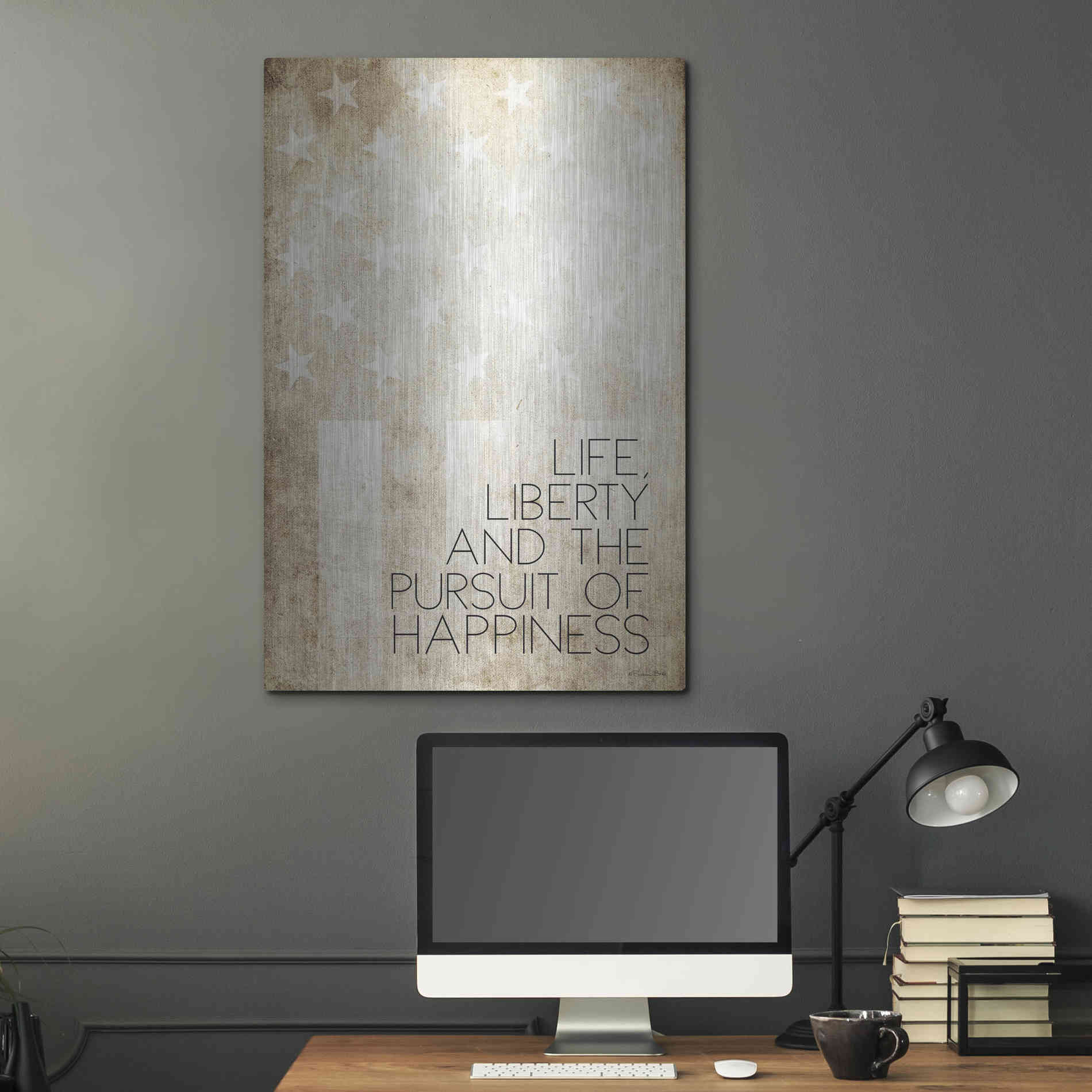 Luxe Metal Art 'Life, Liberty and Happiness' by Susan Ball, Metal Wall Art,24x36