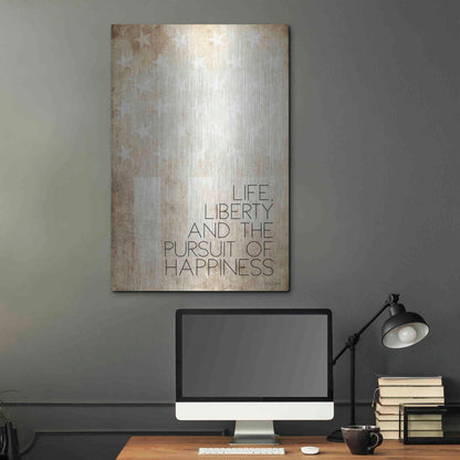 Luxe Metal Art 'Life, Liberty and Happiness' by Susan Ball, Metal Wall Art,24x36
