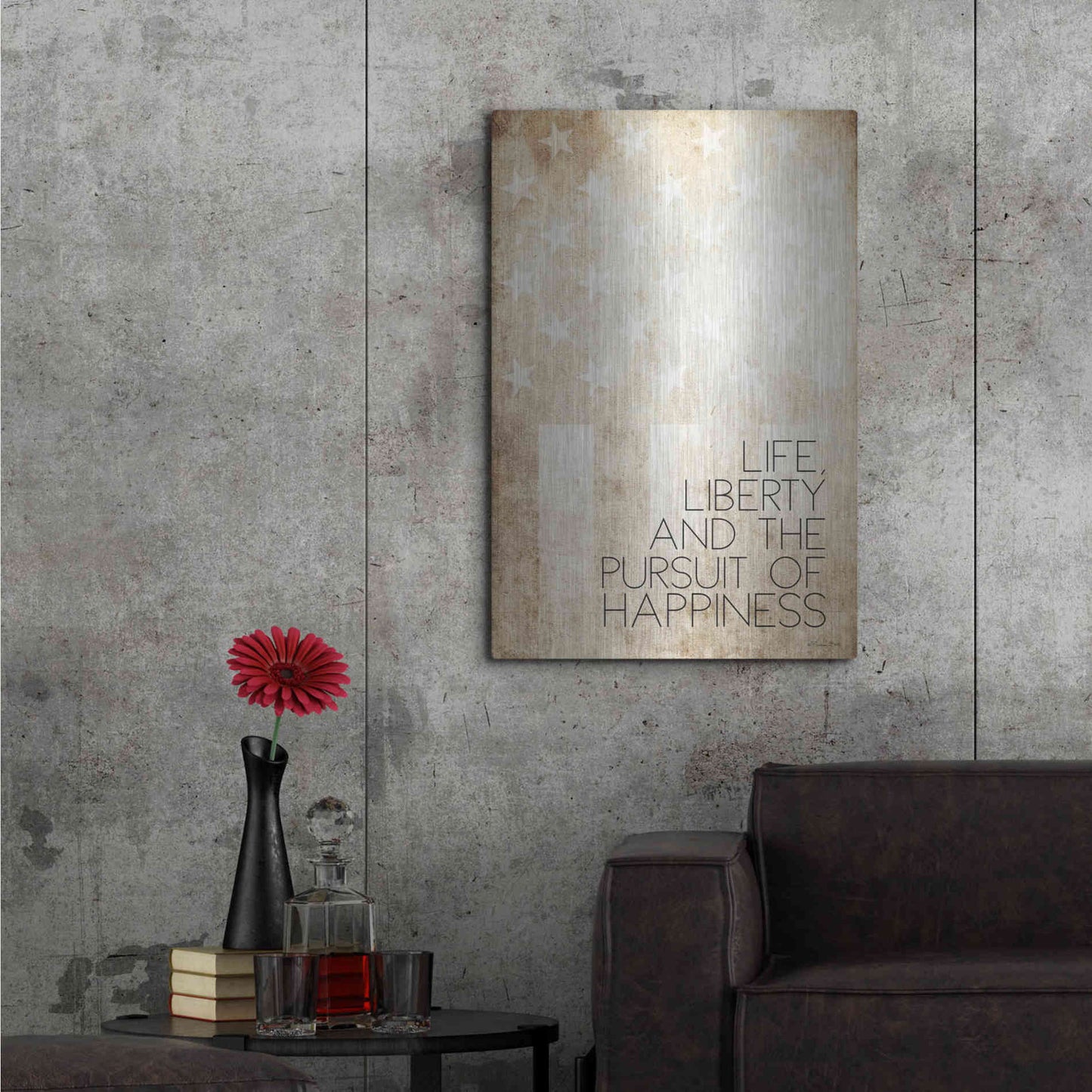 Luxe Metal Art 'Life, Liberty and Happiness' by Susan Ball, Metal Wall Art,24x36