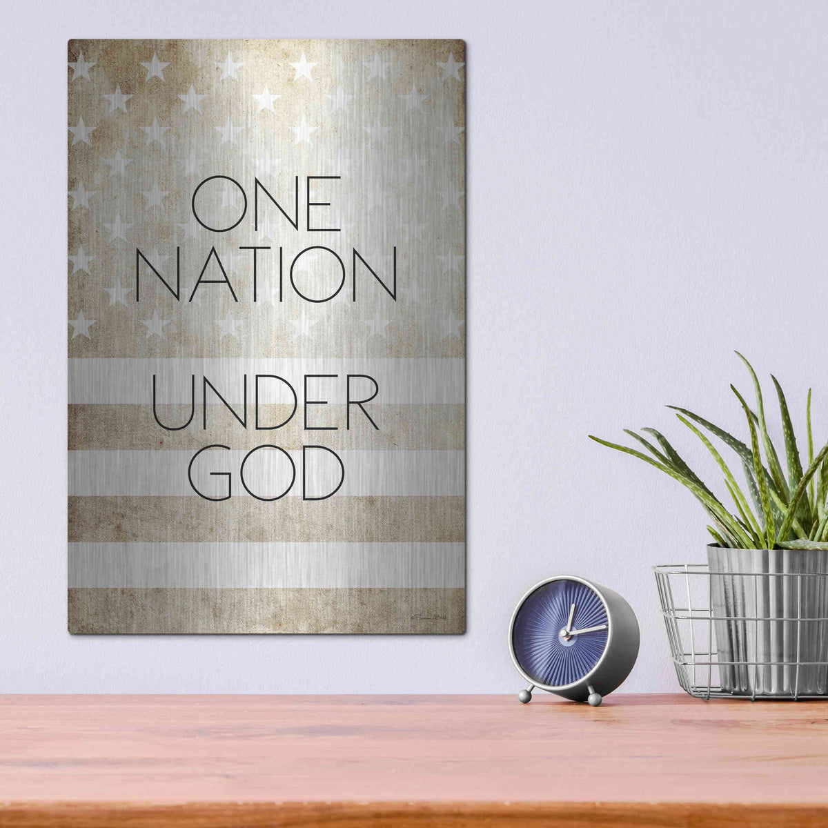 Luxe Metal Art 'One Nation Under God' by Susan Ball, Metal Wall Art,12x16