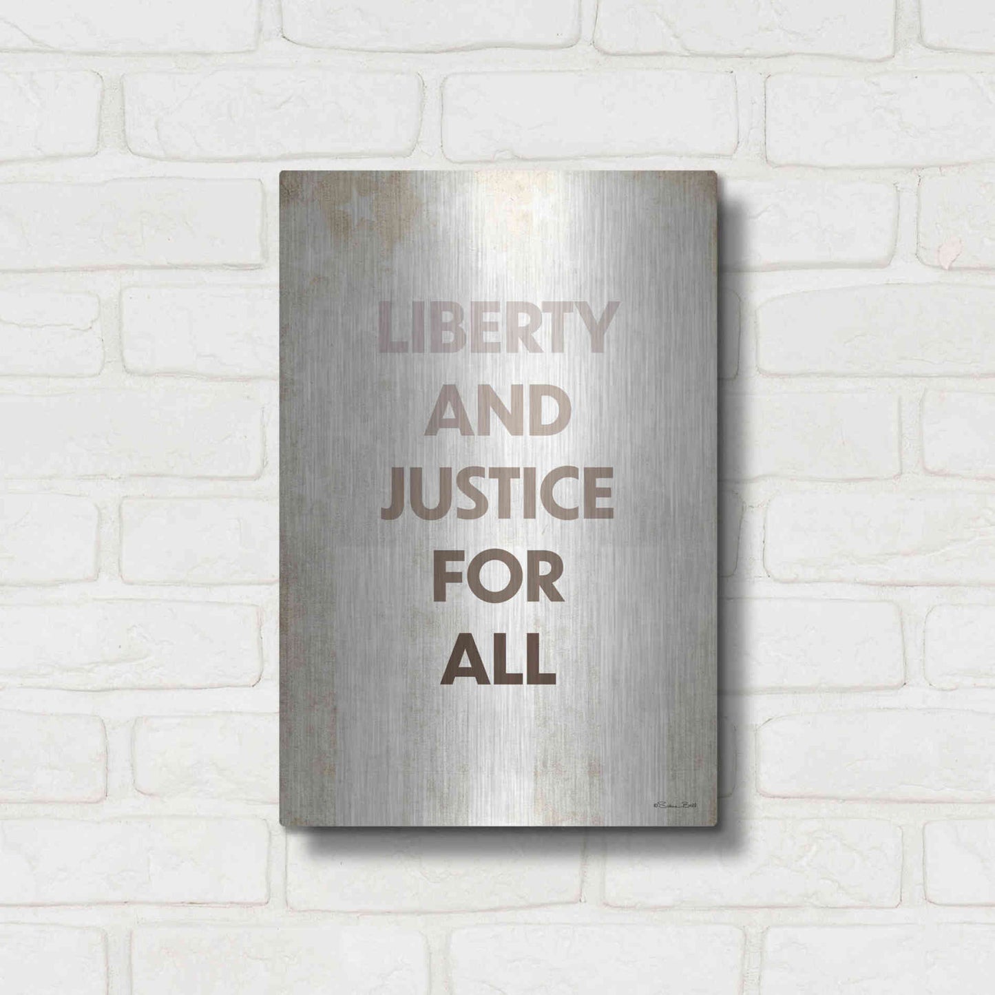 Luxe Metal Art 'Liberty and Justice For All' by Susan Ball, Metal Wall Art,12x16