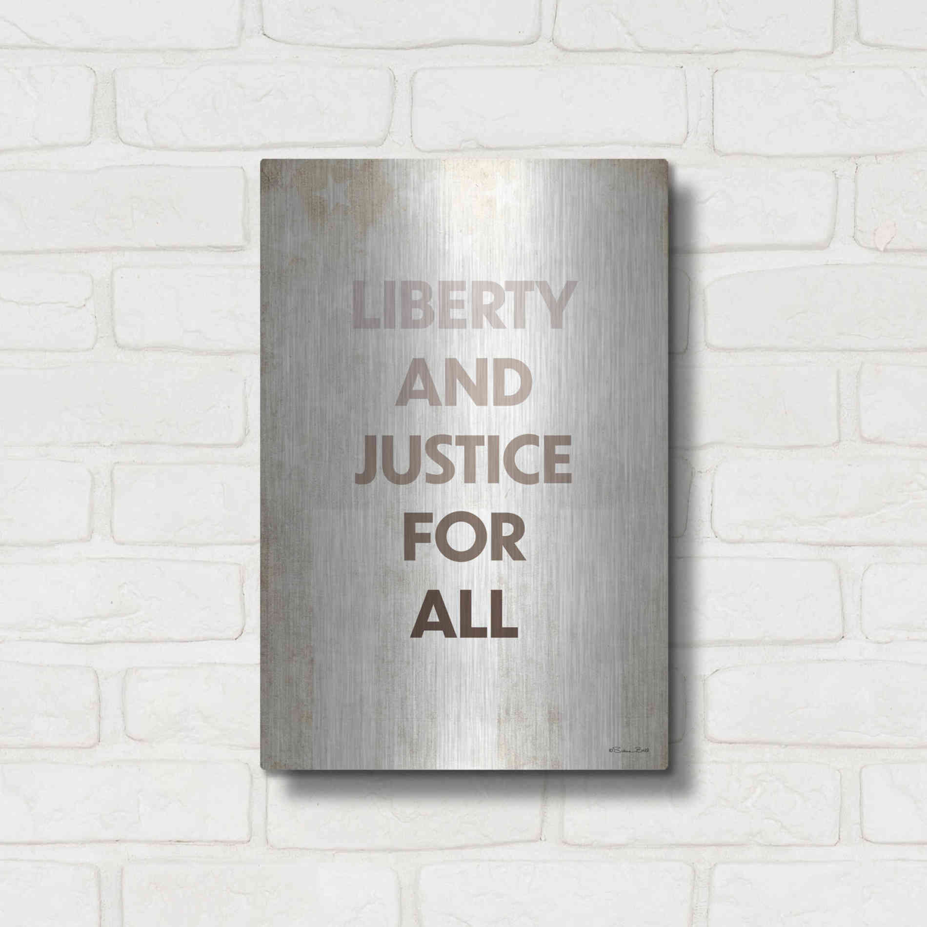 Luxe Metal Art 'Liberty and Justice For All' by Susan Ball, Metal Wall Art,12x16
