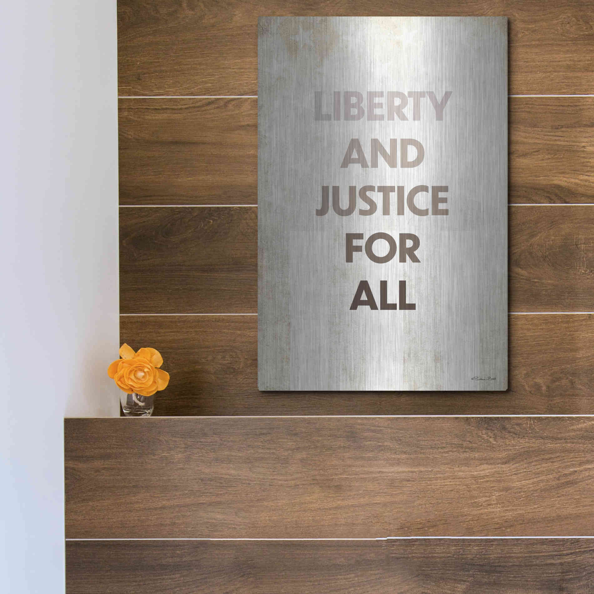 Luxe Metal Art 'Liberty and Justice For All' by Susan Ball, Metal Wall Art,12x16