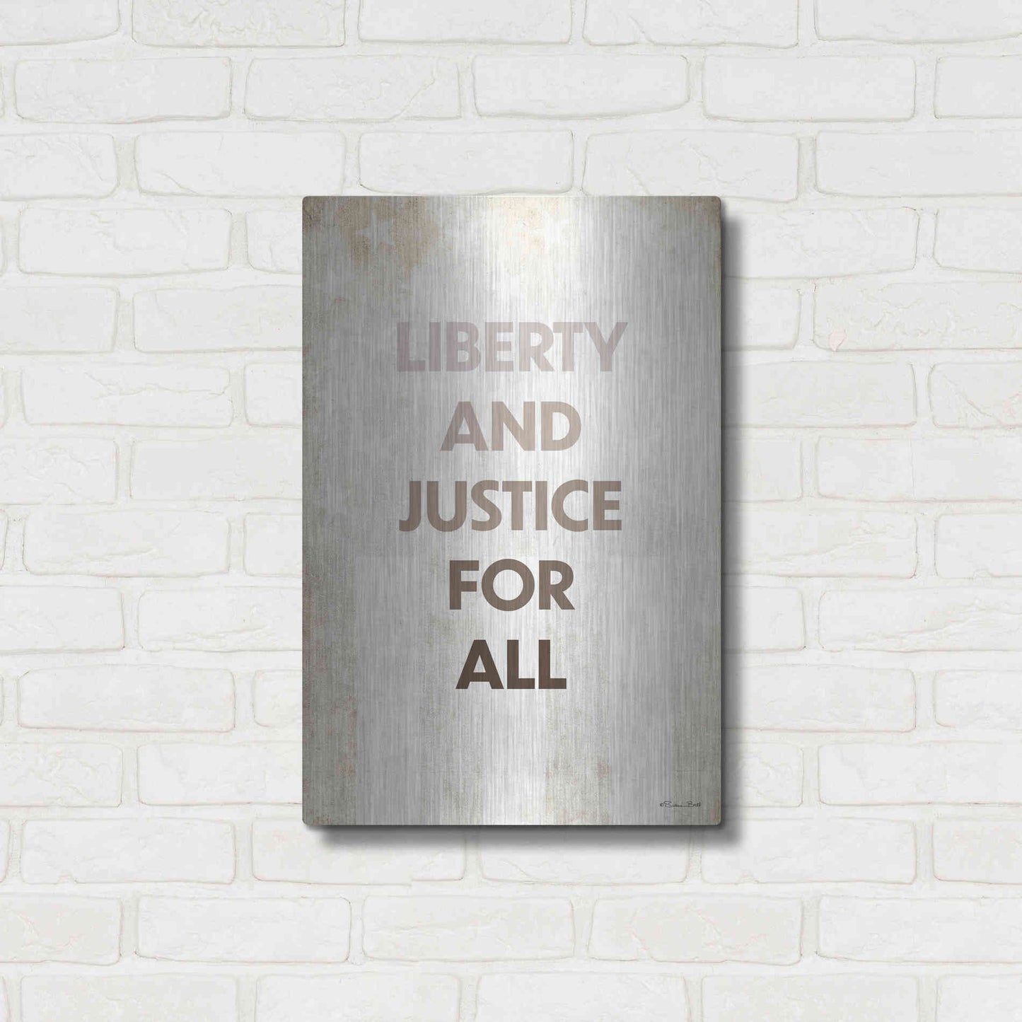 Luxe Metal Art 'Liberty and Justice For All' by Susan Ball, Metal Wall Art,16x24
